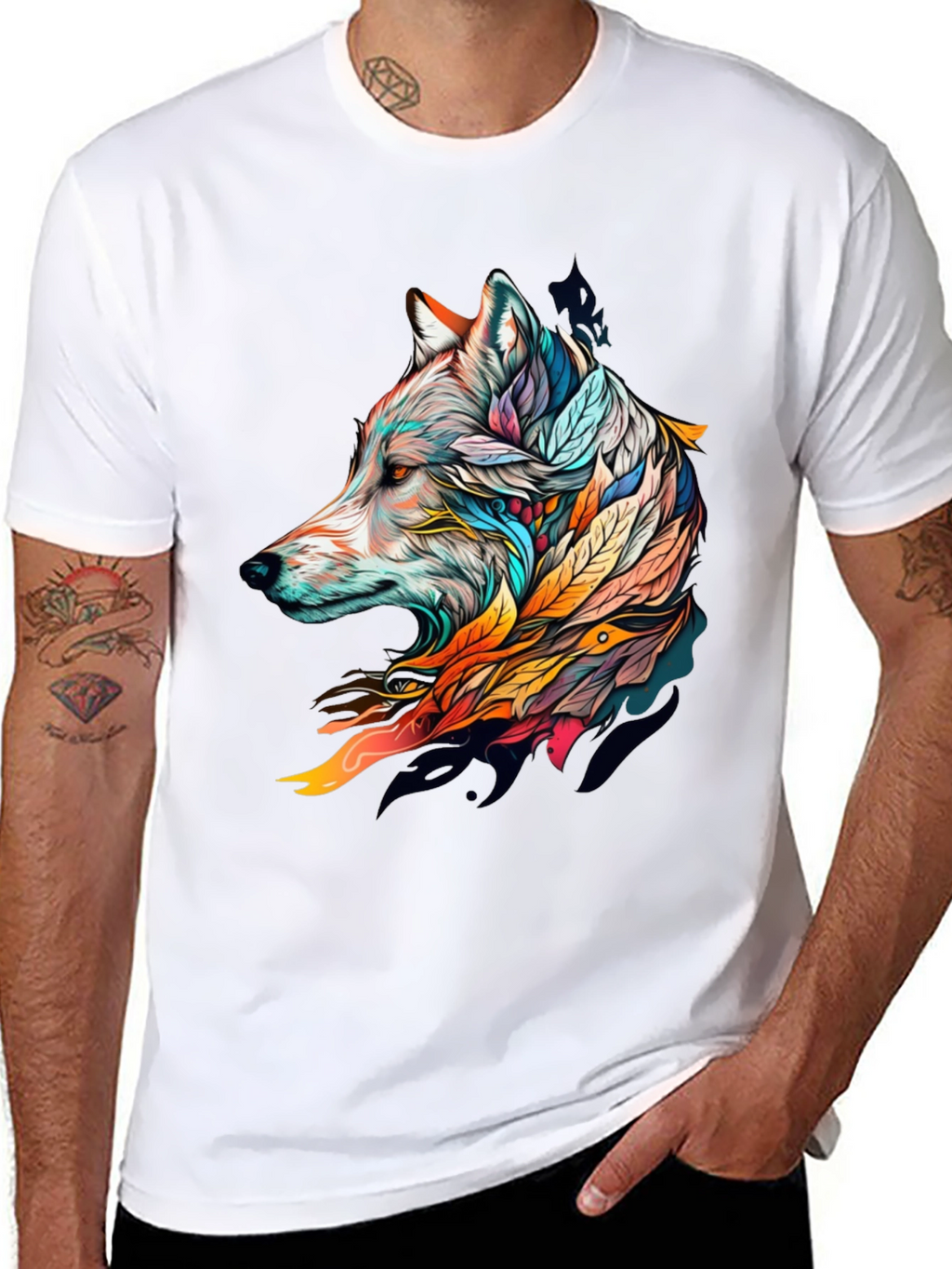 Wolf Art Graphic Tee - Stylish Black T-Shirt