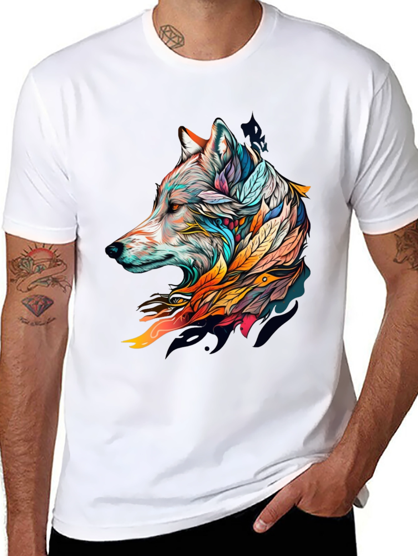 Wolf Art Graphic Tee - Stylish Black T-Shirt