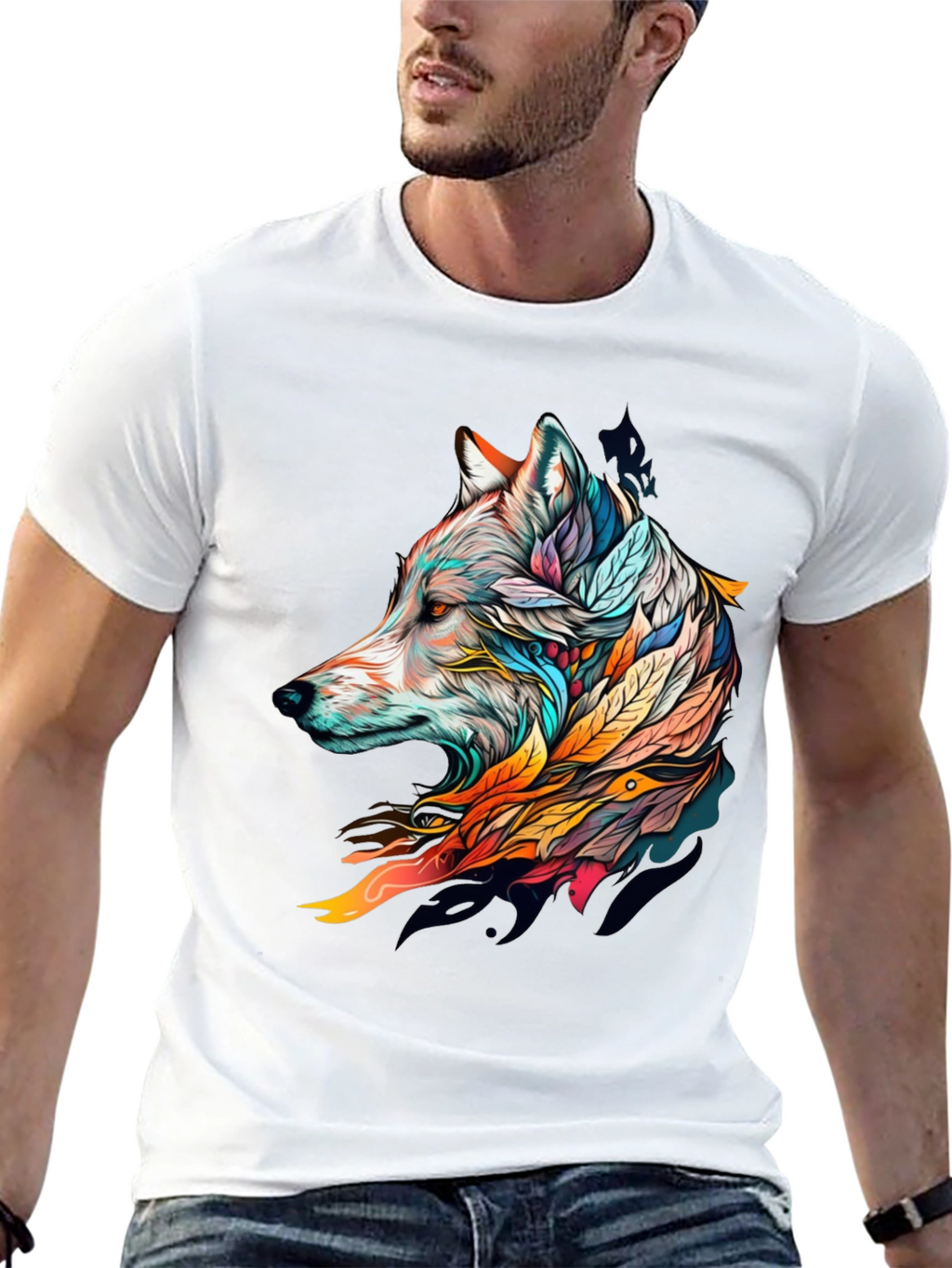 Wolf Art Graphic Tee - Stylish Black T-Shirt