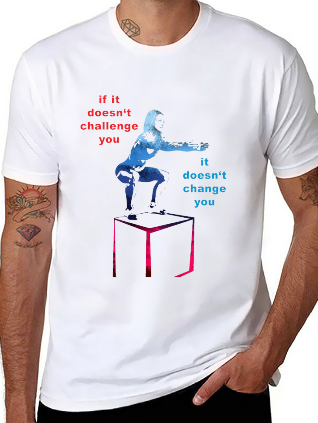 Challenge Yourself Graphic Tee - Motivational Workout Shirt