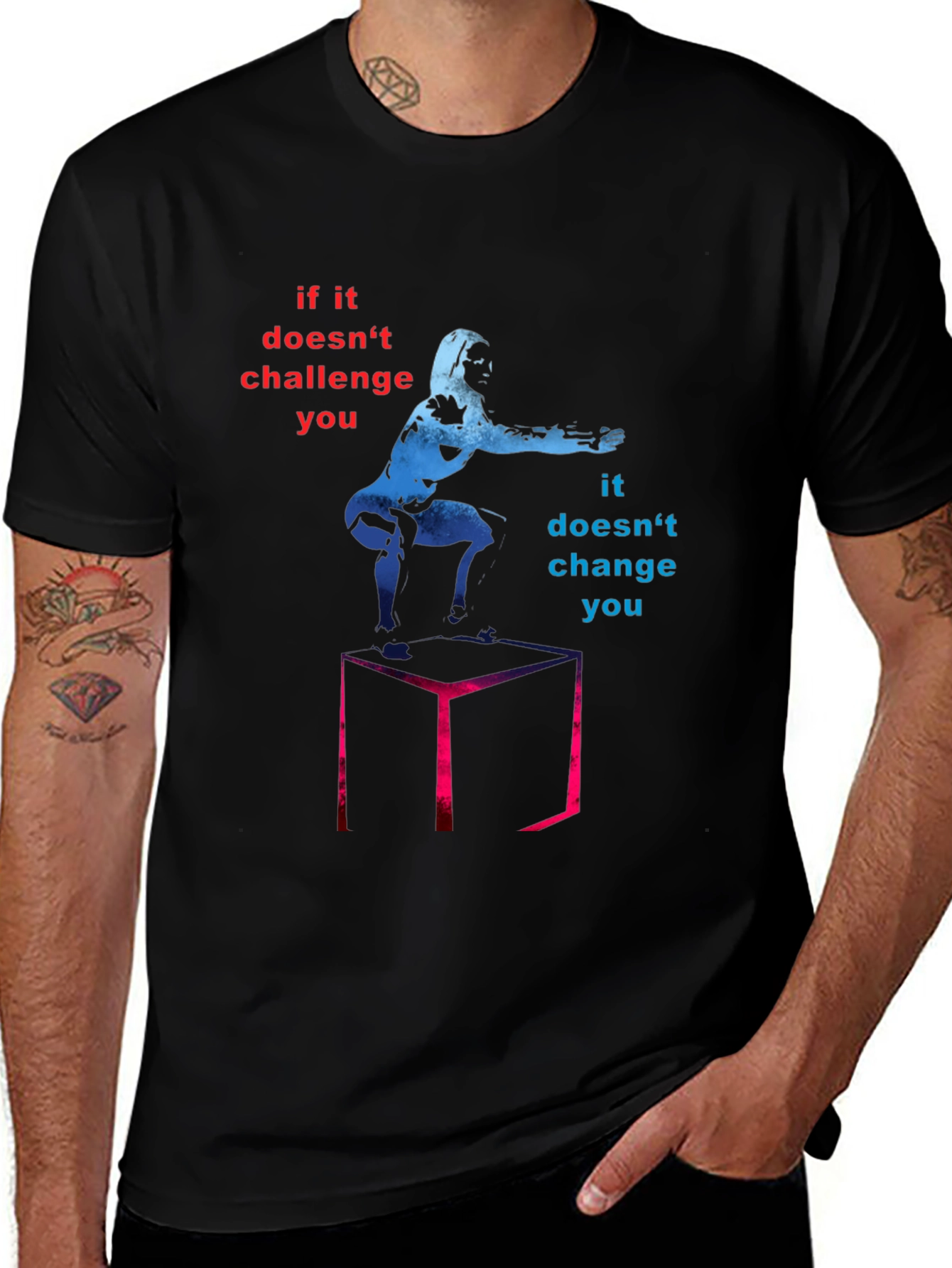 Challenge Yourself Graphic Tee - Motivational Workout Shirt