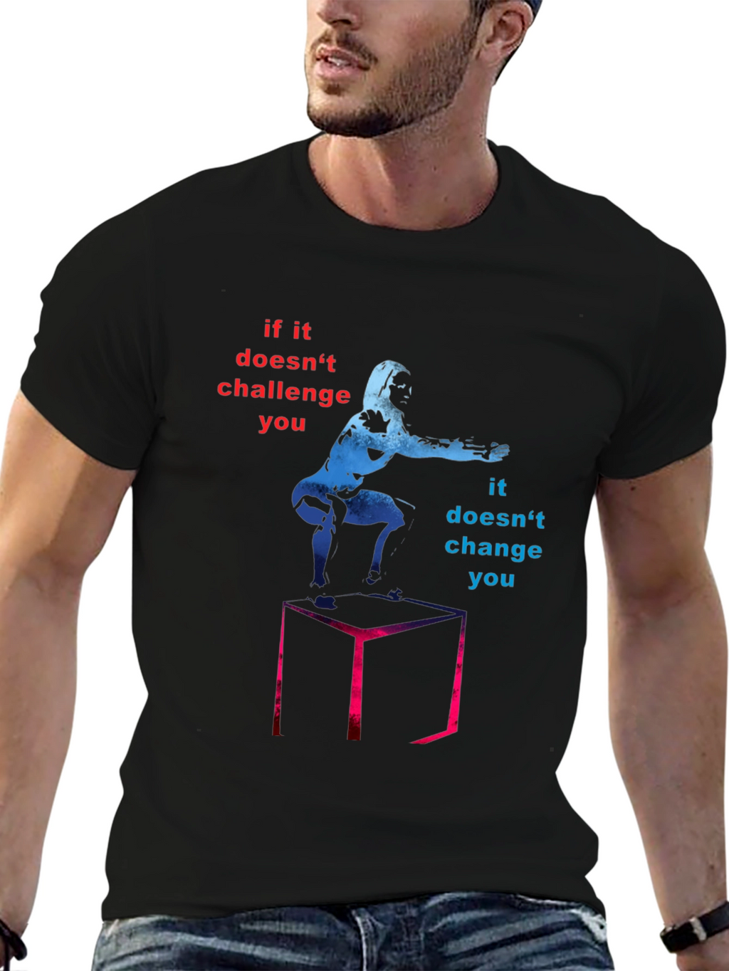 Challenge Yourself Graphic Tee - Motivational Workout Shirt