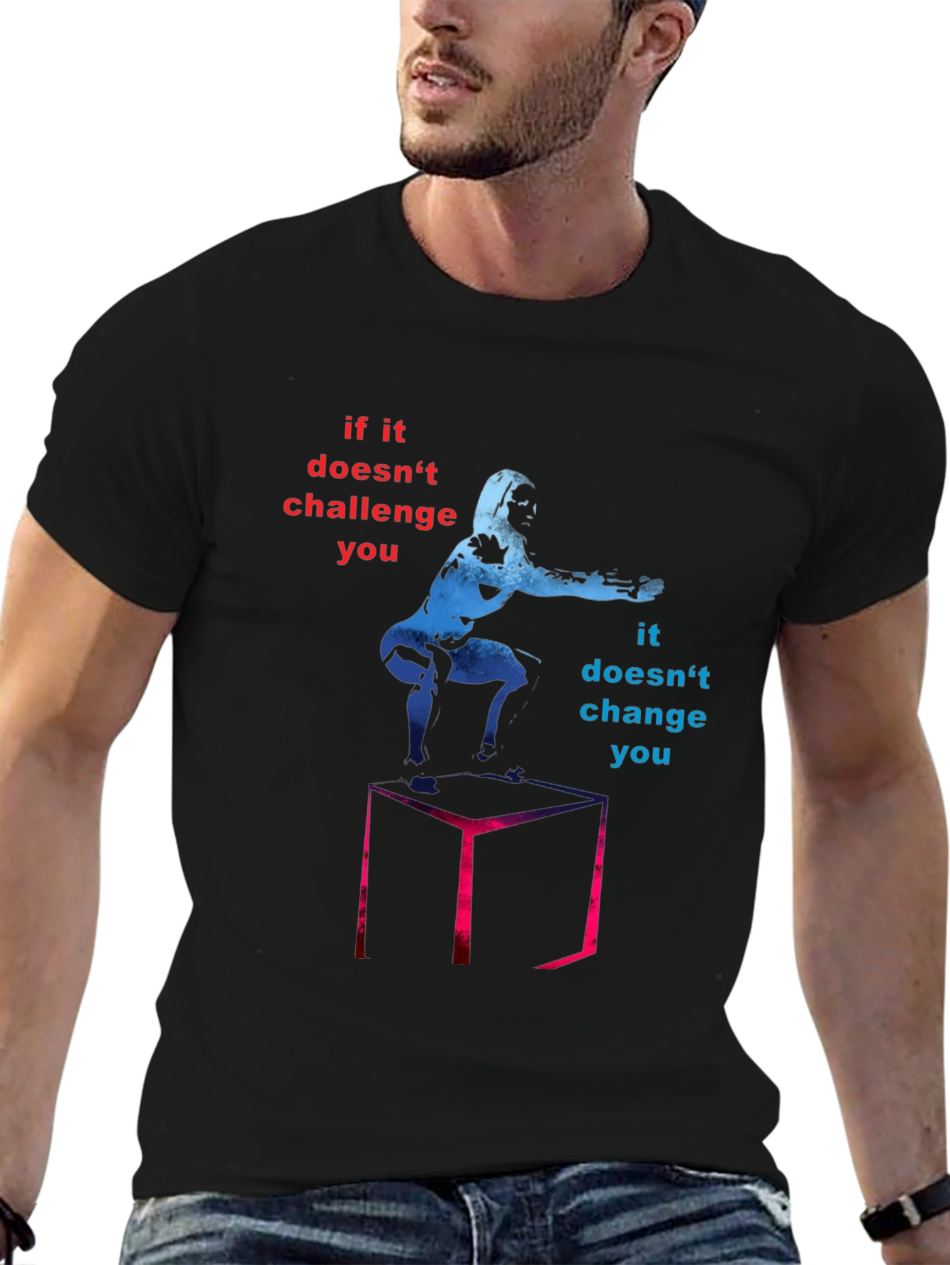 Challenge Yourself Graphic Tee - Motivational Workout Shirt