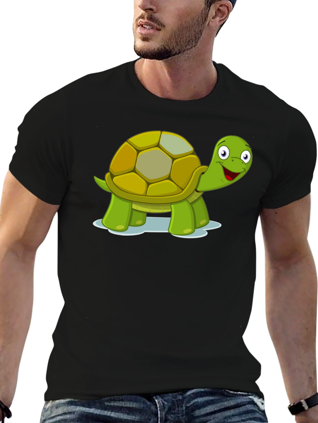 Cute Turtle Graphic T-Shirt - Black