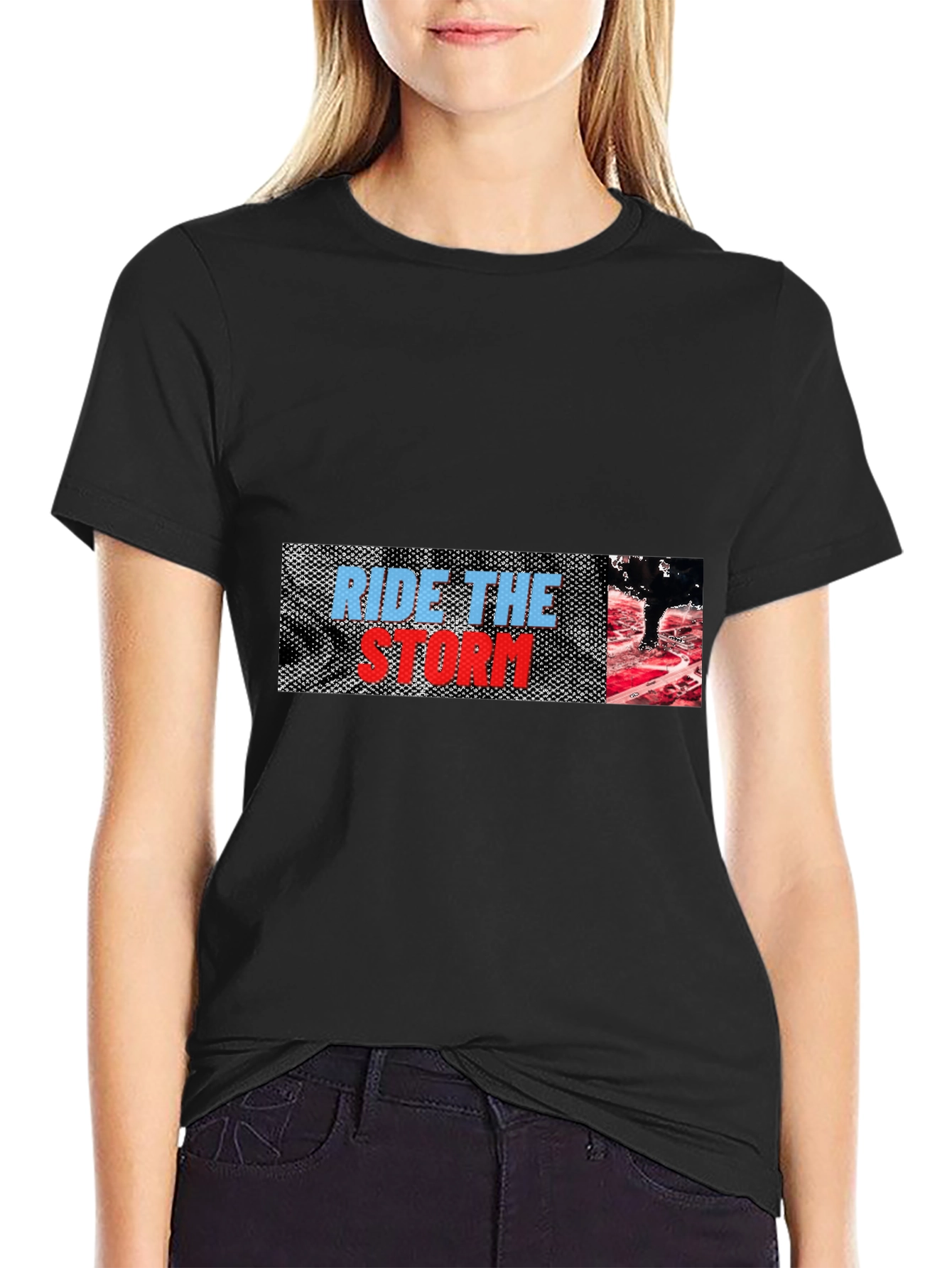 Ride The Storm Graphic Tee - Black Cotton T-Shirt