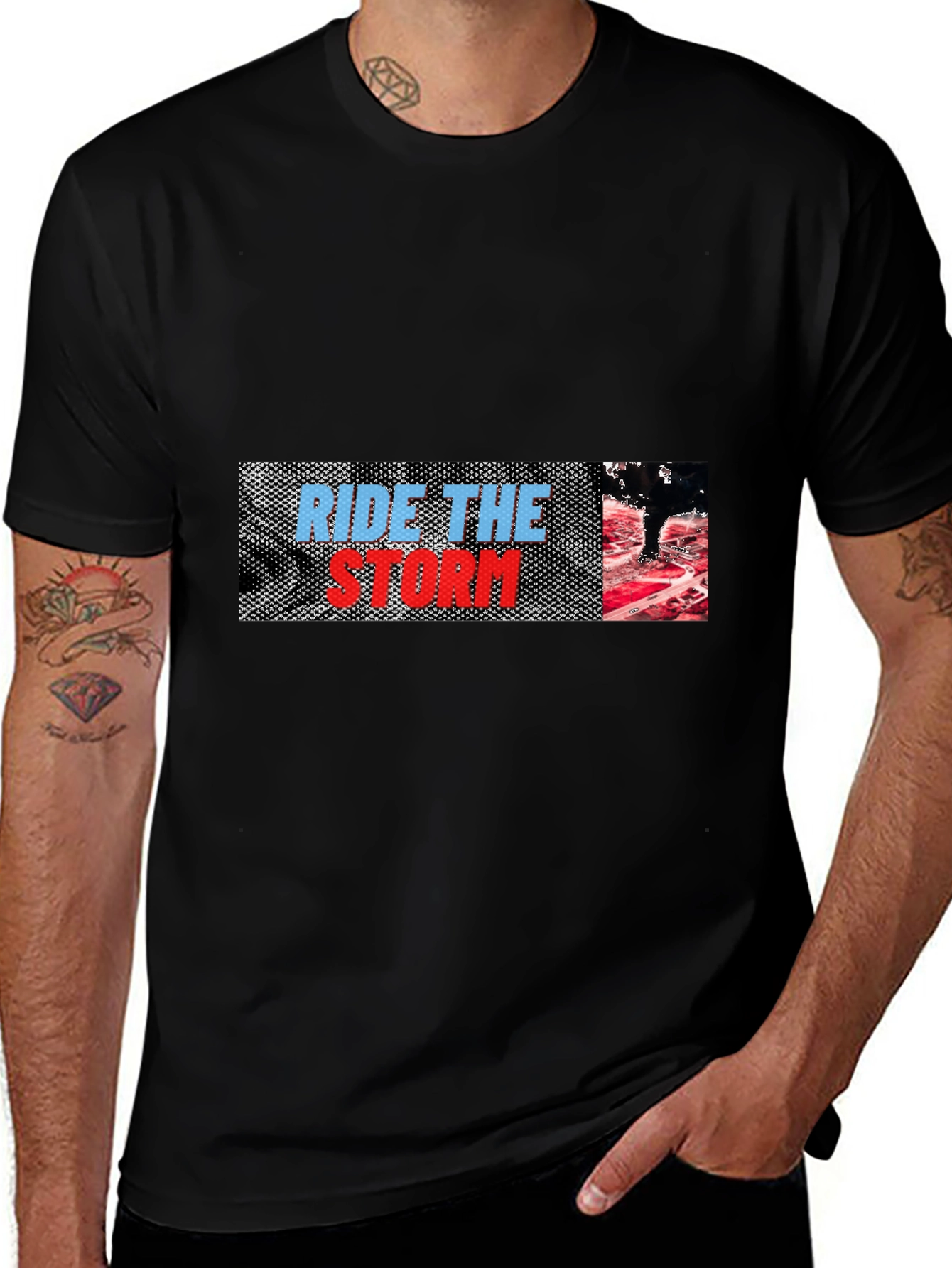 Ride The Storm Graphic Tee - Black Cotton T-Shirt