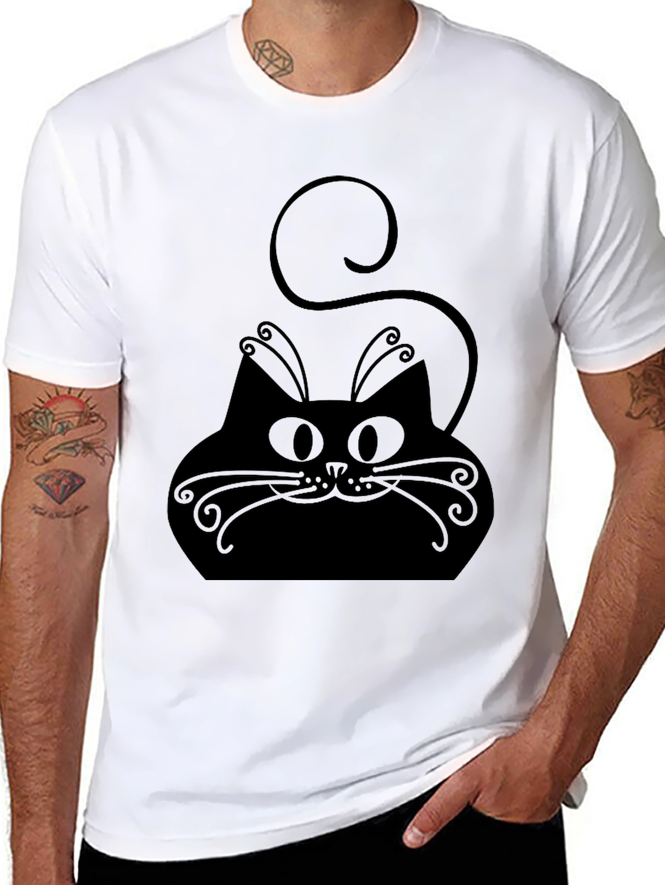 Black Cat Graphic Tee - Stylish Comfort