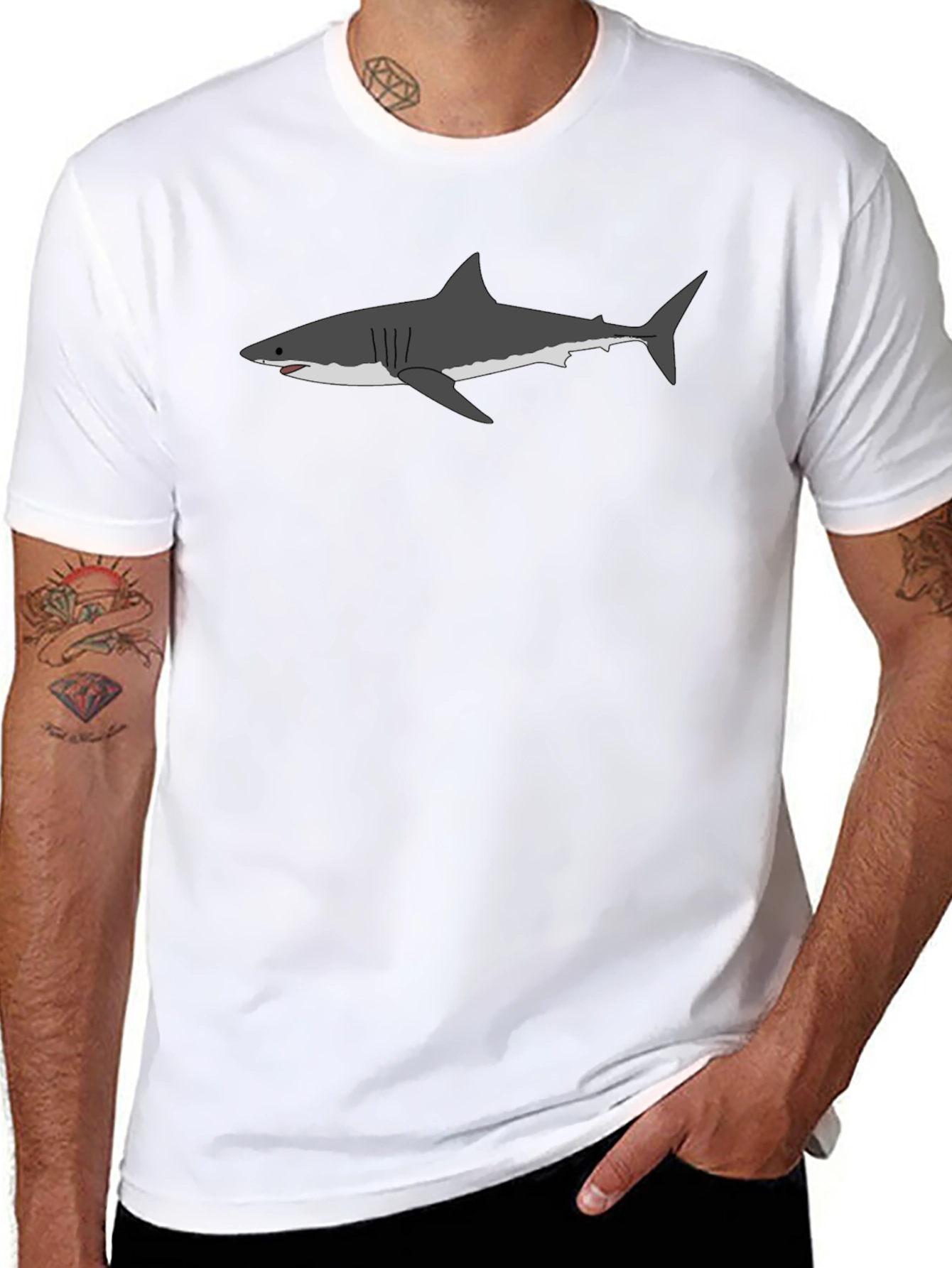 Great White Shark Graphic Tee - Mens Black T-Shirt
