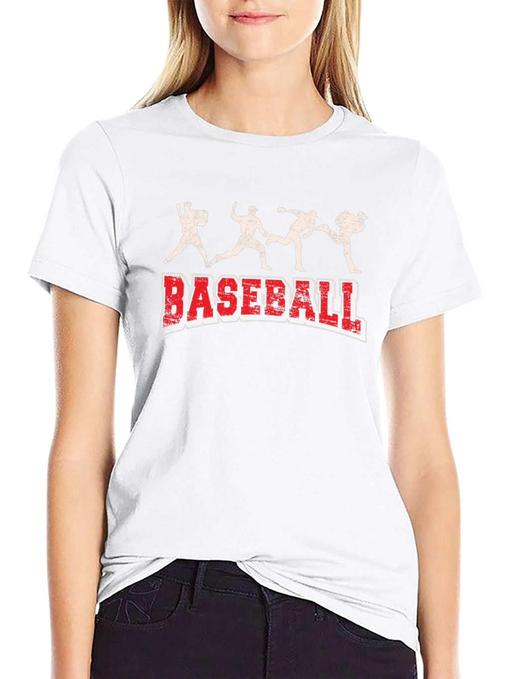 Baseball Graphic Print Tee - Black Cotton Blend