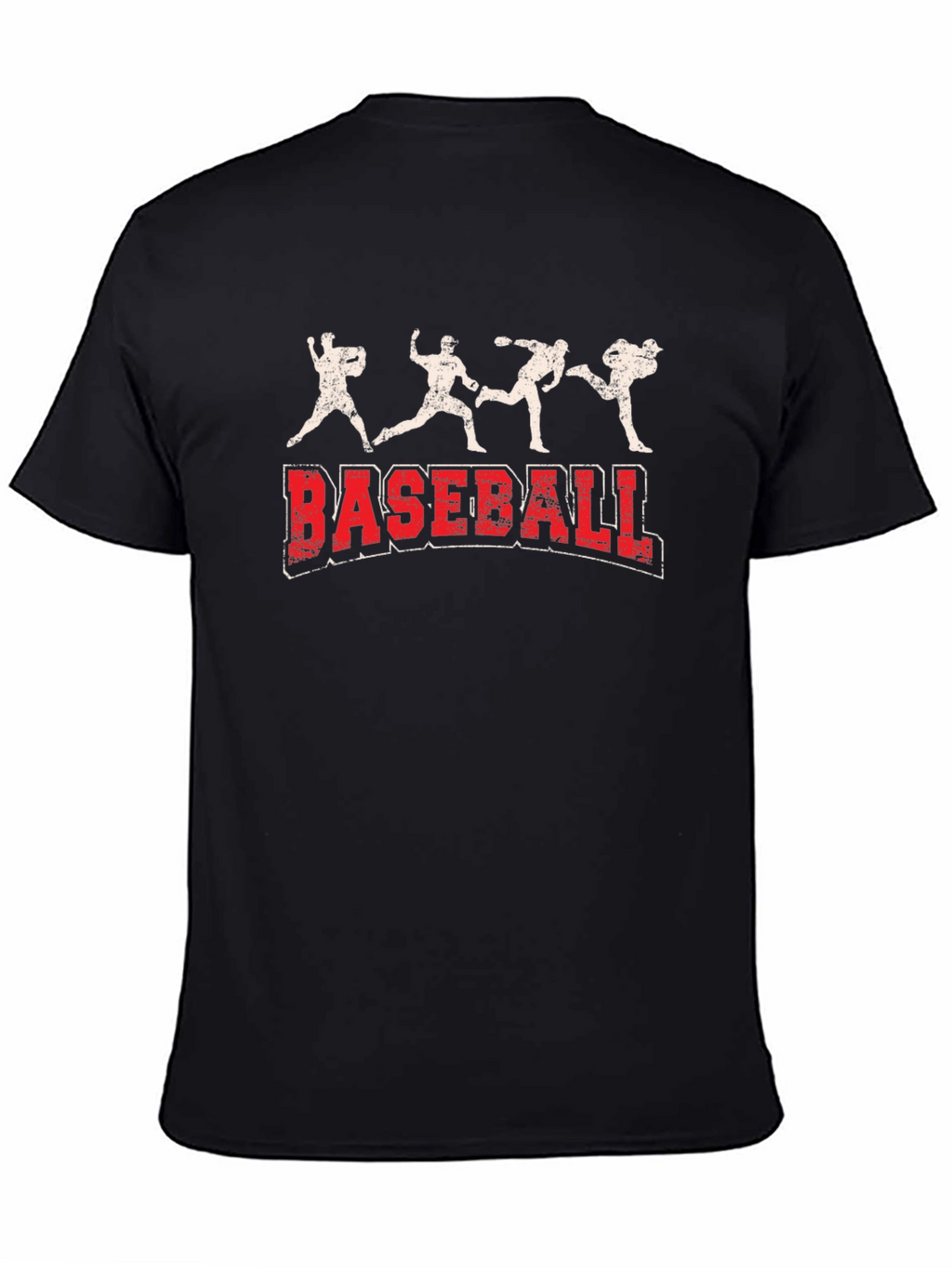 Baseball Graphic Print Tee - Black Cotton Blend