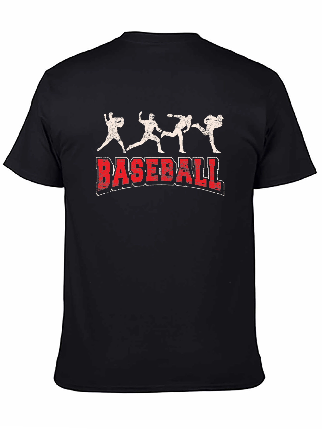 Baseball Graphic Print Tee - Black Cotton Blend