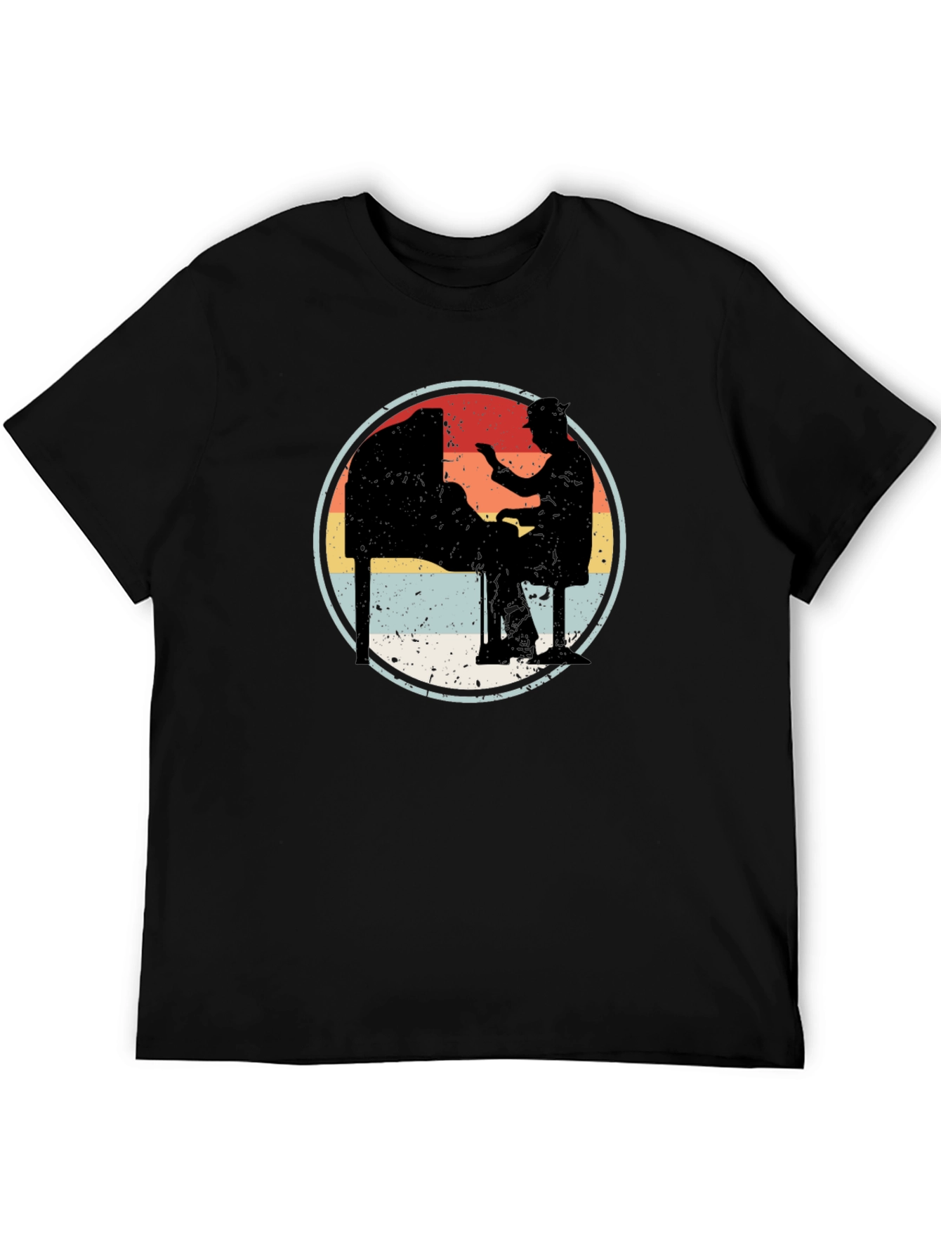Vintage Pianist Graphic Tee - Retro Music Lover T-Shirt