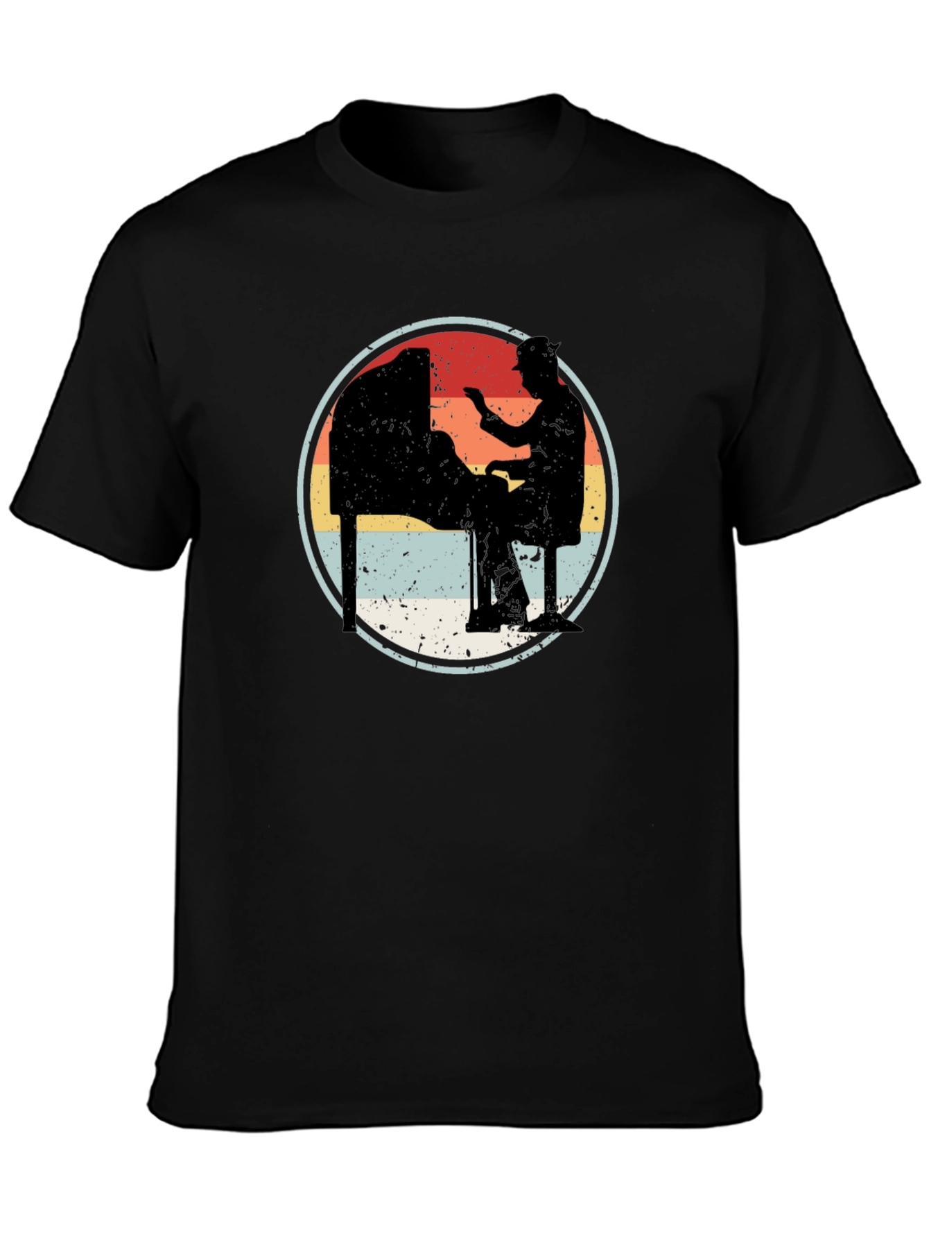 Vintage Pianist Graphic Tee - Retro Music Lover T-Shirt