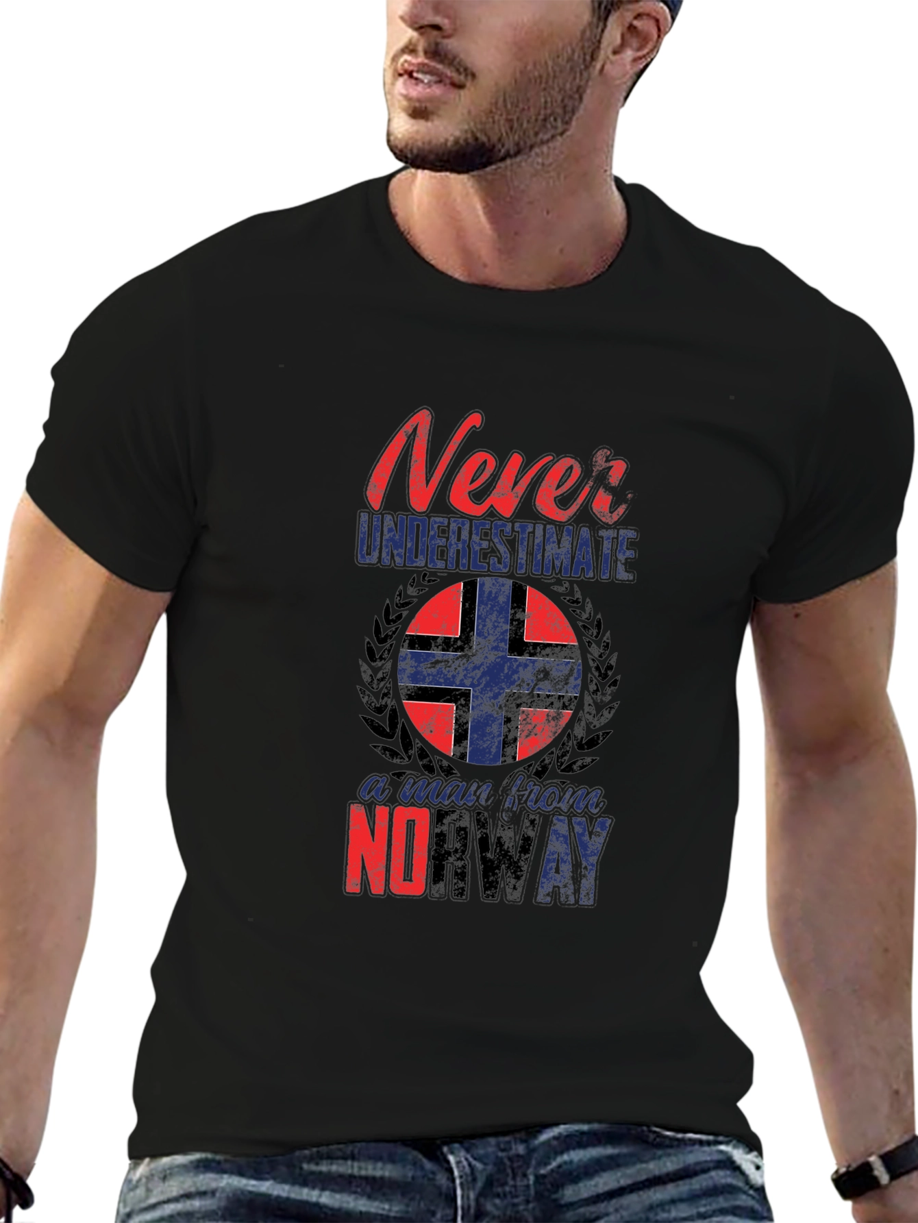 Never Underestimate a Man From Norway Black T-Shirt
