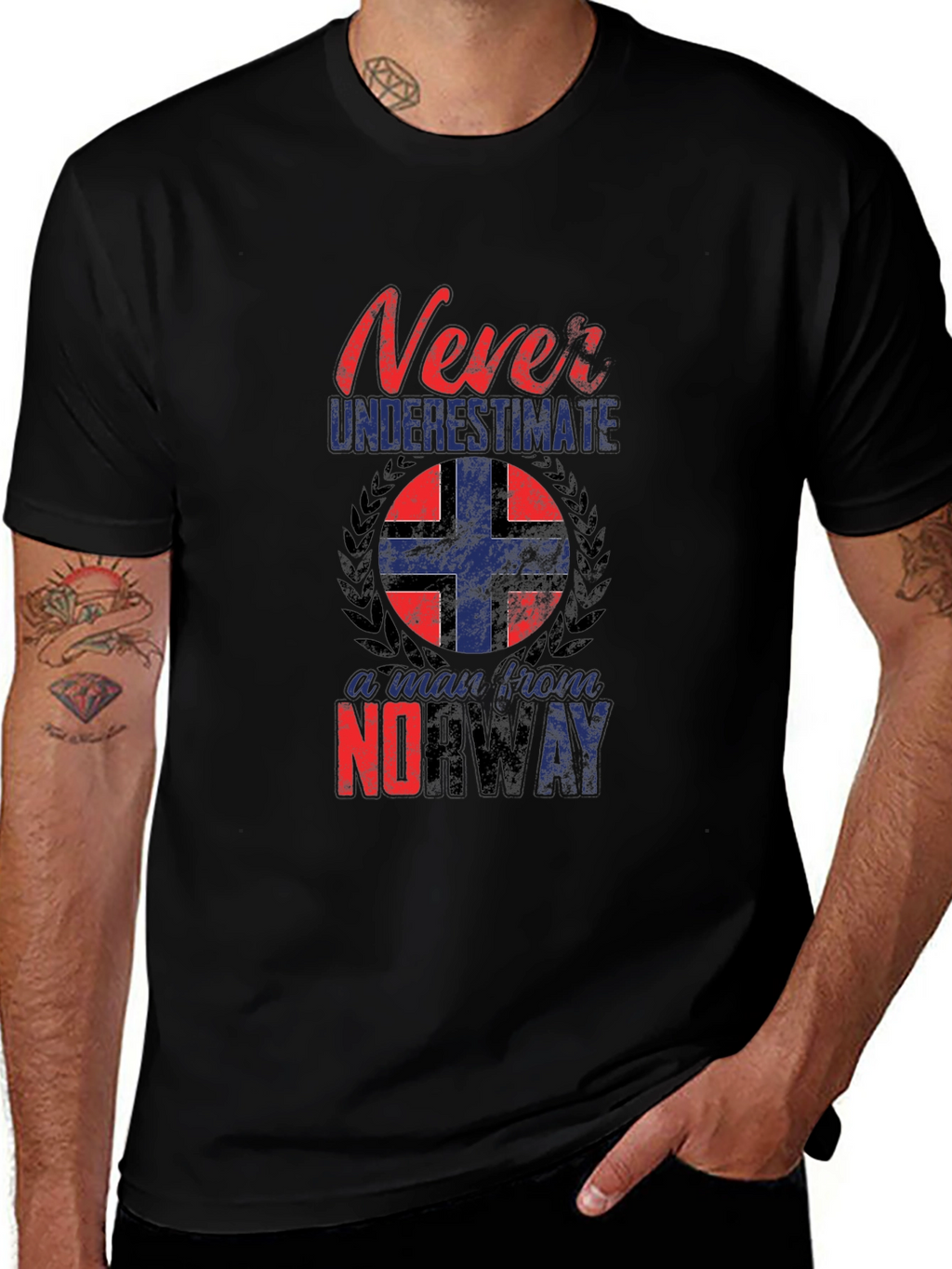 Never Underestimate a Man From Norway Black T-Shirt
