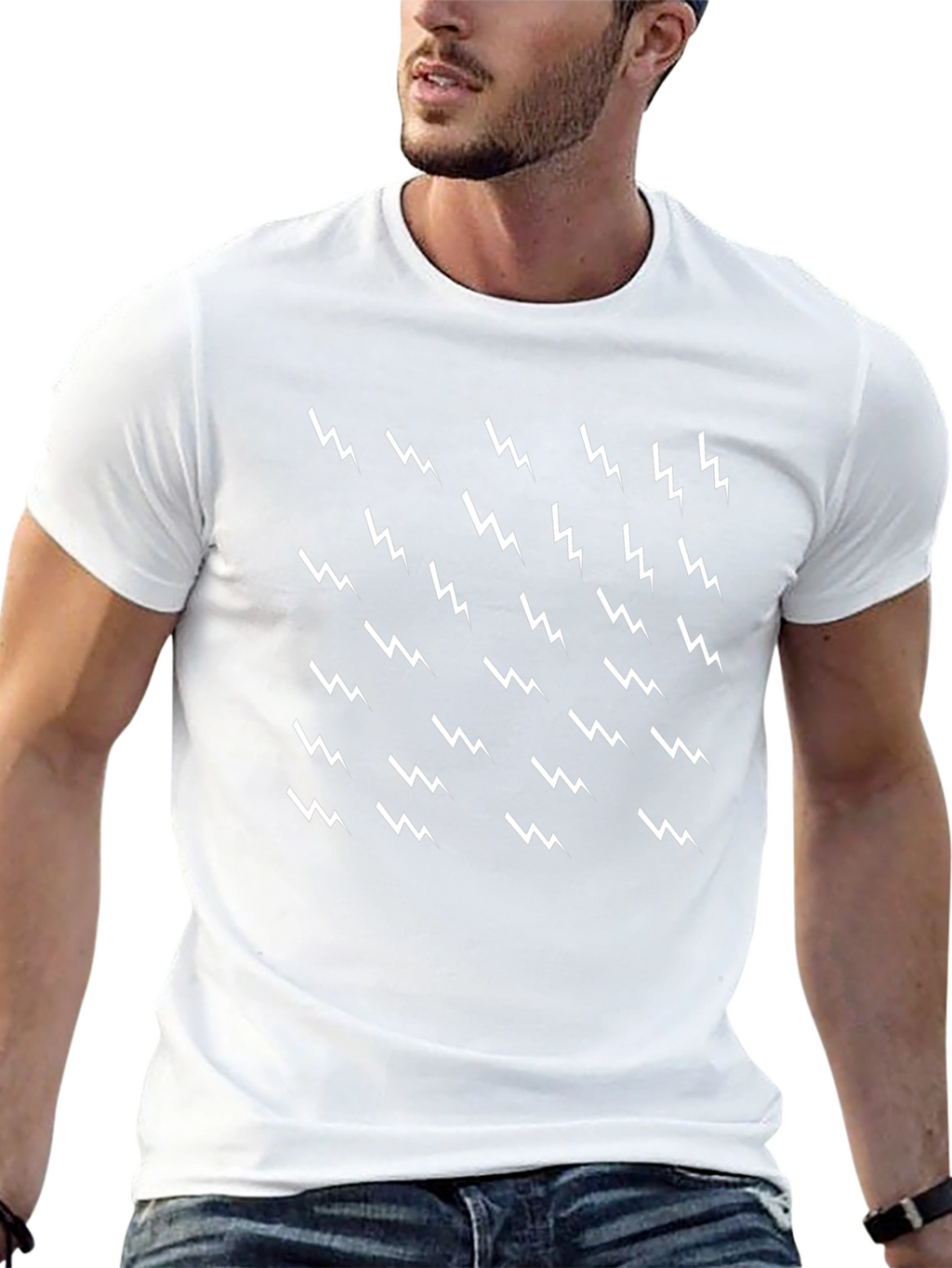 Lightning Bolt Pattern Black T-Shirt