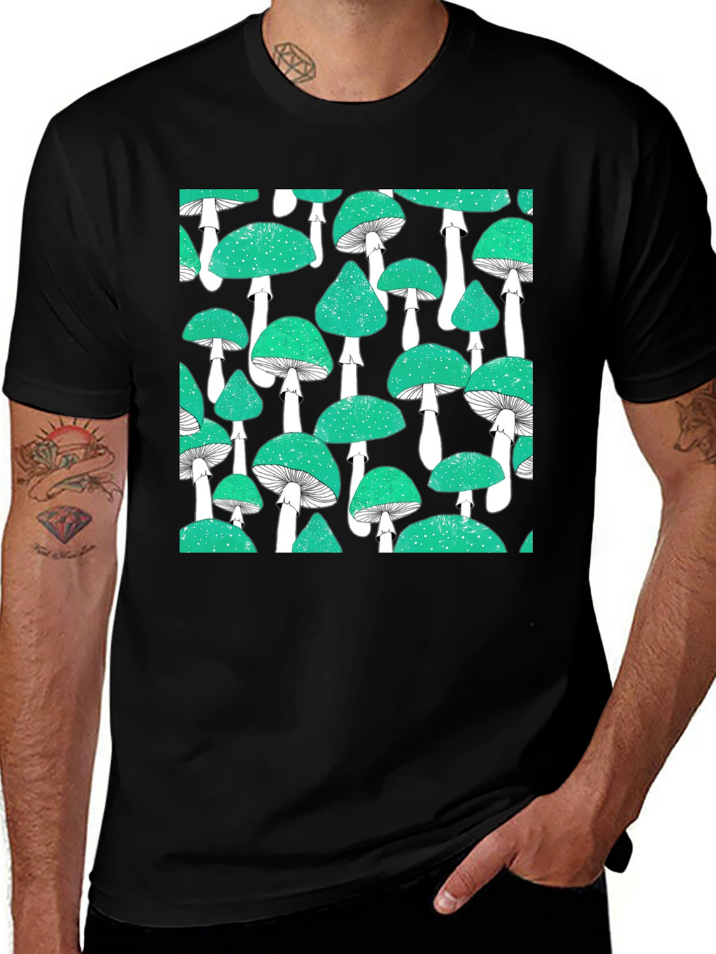 Mushroom Pattern Tee - Cool Graphic Print Shirt