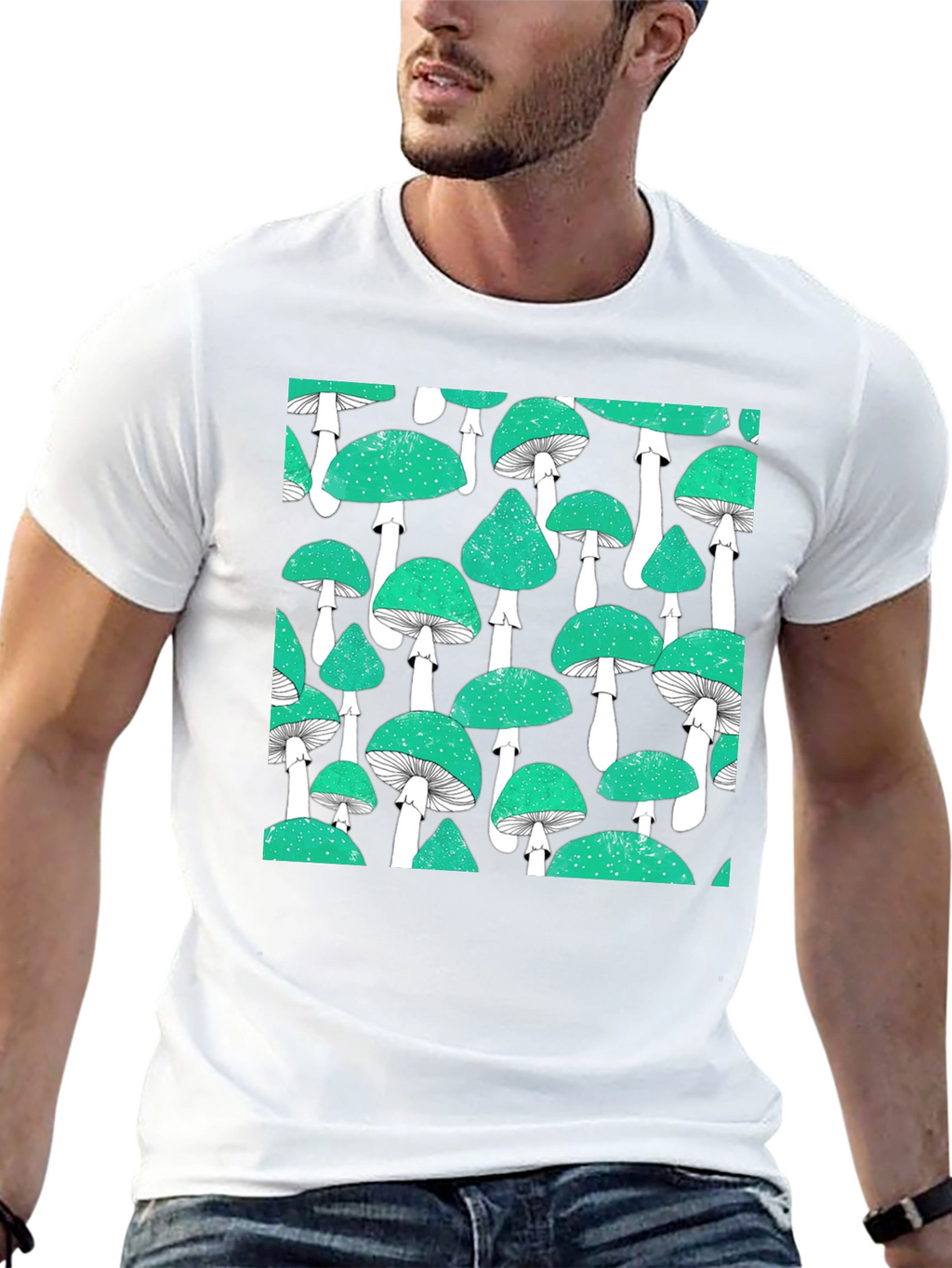 Mushroom Pattern Tee - Cool Graphic Print Shirt