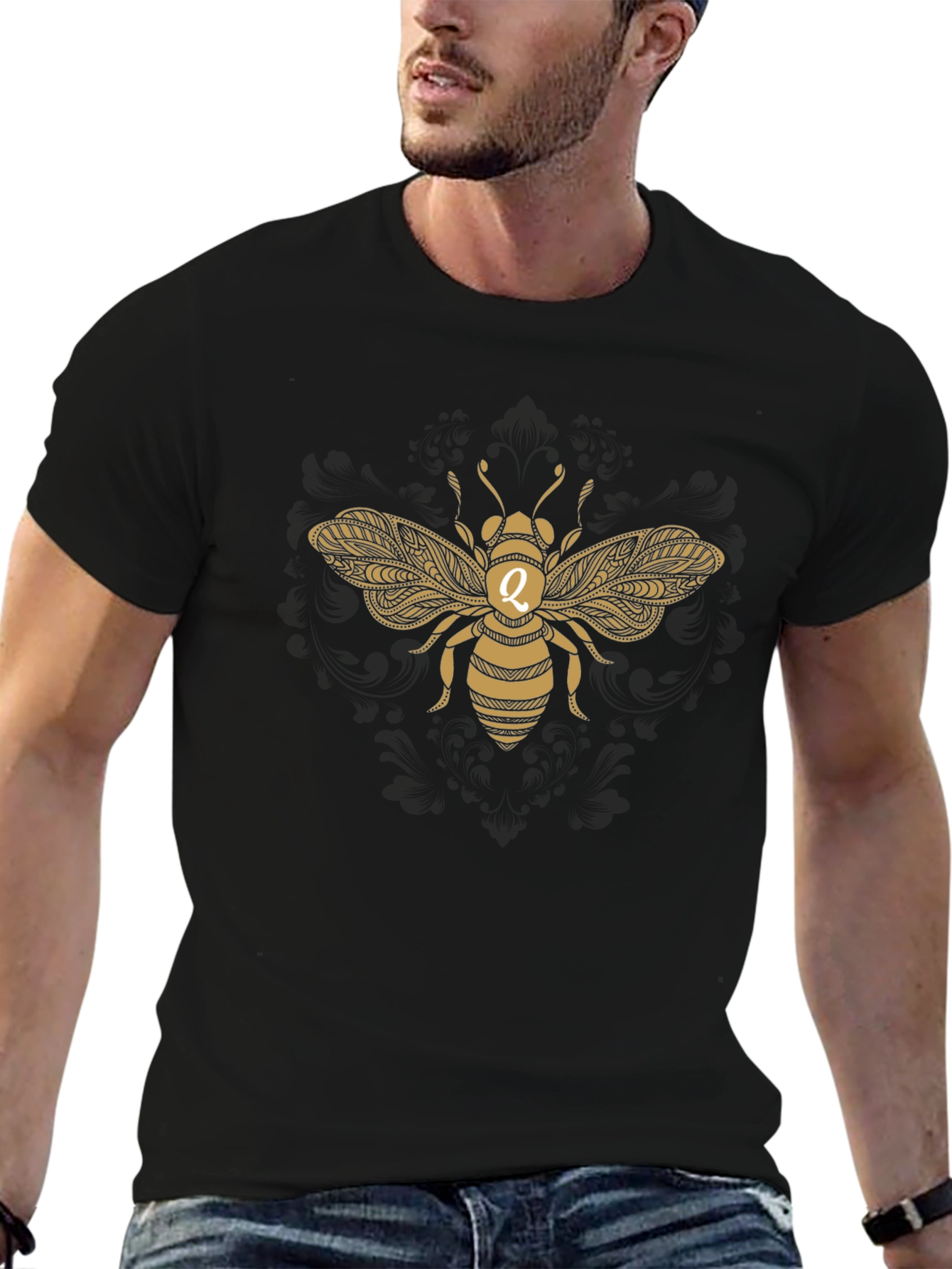Gold Bee Graphic T-Shirt - Black