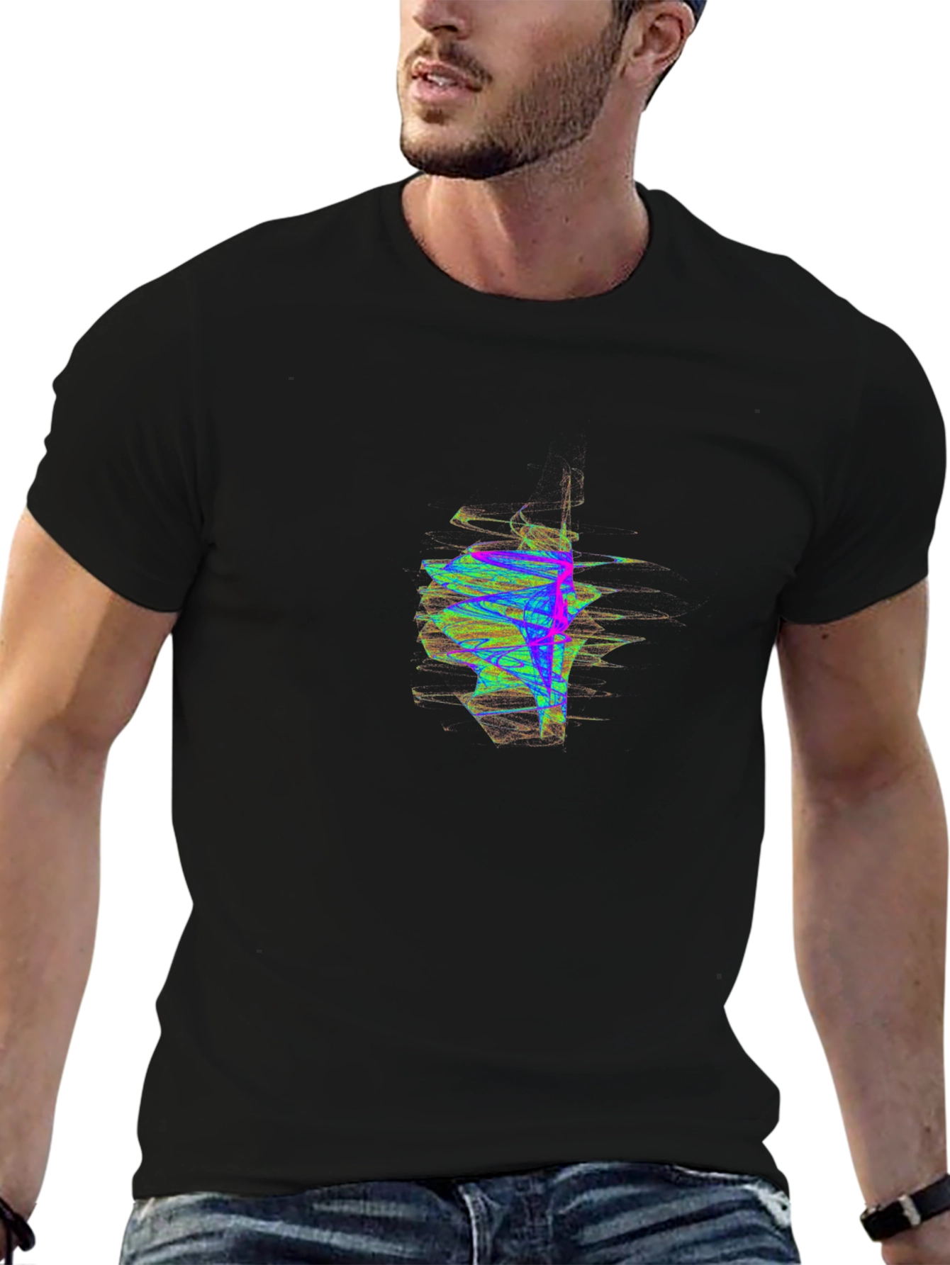 Abstract Graphic Mens Black T-Shirt