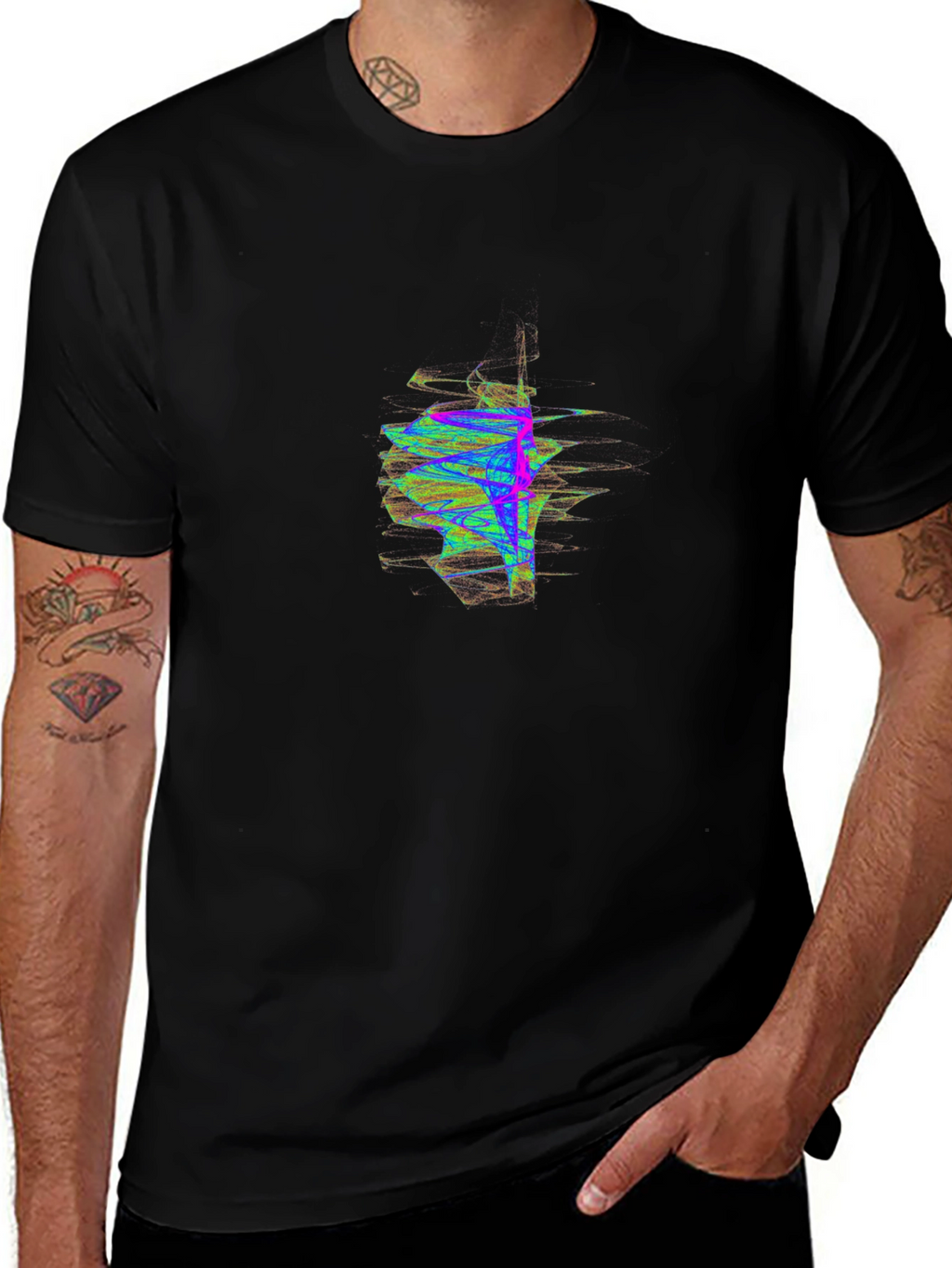 Abstract Graphic Mens Black T-Shirt
