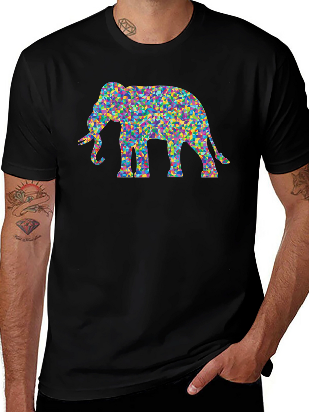 Mosaic Elephant Tee - Funky Graphic T-Shirt