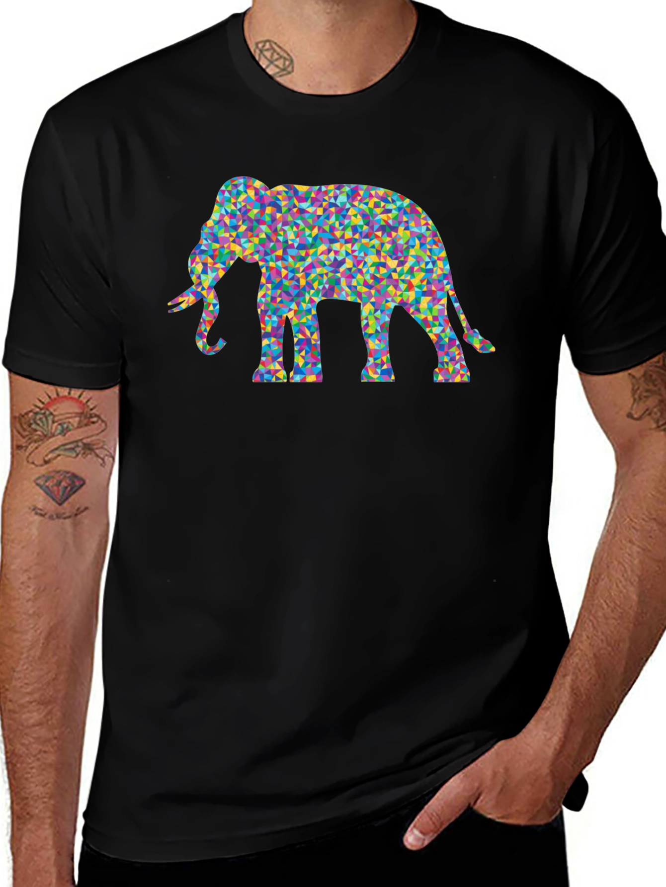 Mosaic Elephant Tee - Funky Graphic T-Shirt