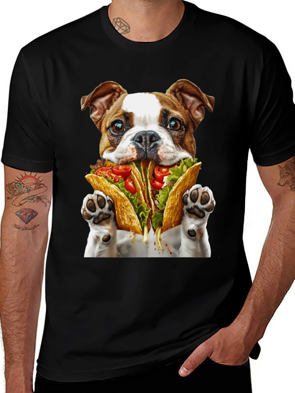 Taco Dog Graphic T-Shirt - Novelty Foodie Tee