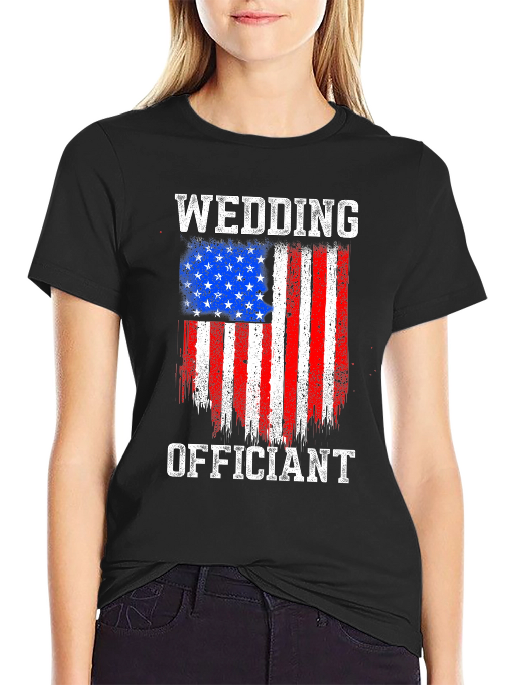 Wedding Officiant American Flag Graphic T-Shirt