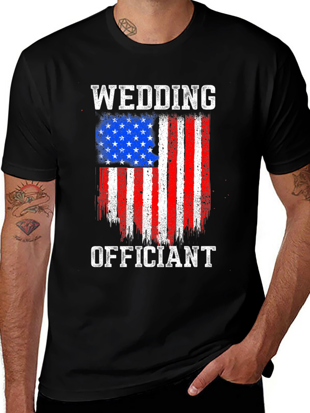 Wedding Officiant American Flag Graphic T-Shirt