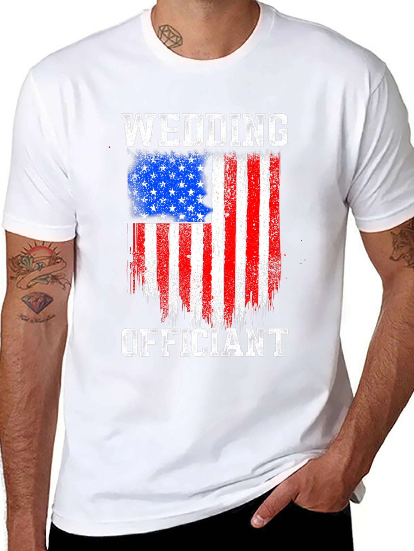 Wedding Officiant American Flag Graphic T-Shirt