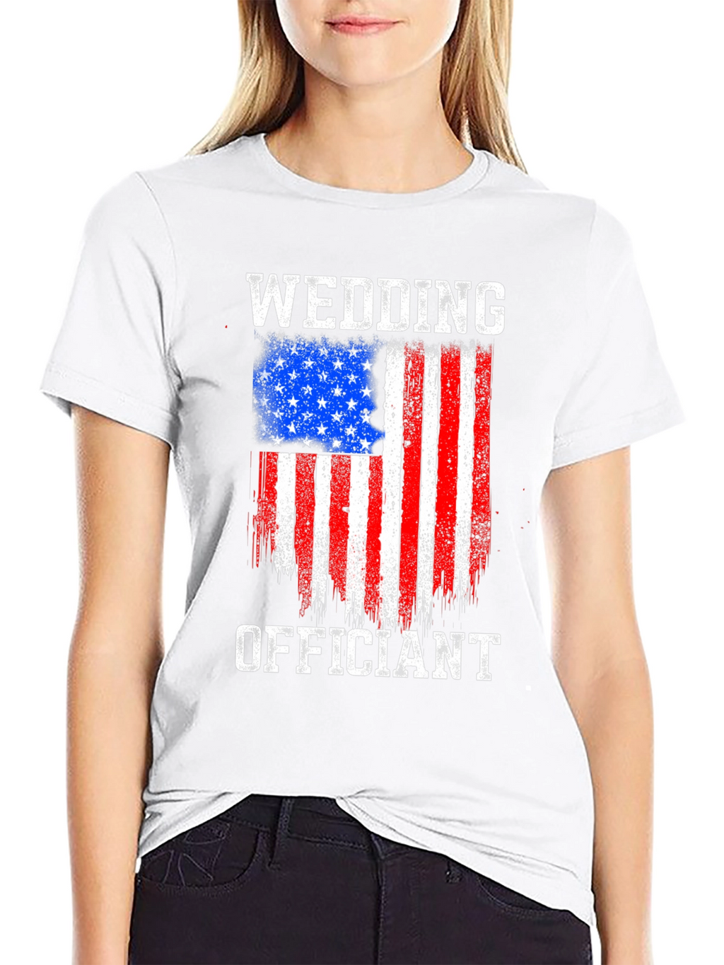 Wedding Officiant American Flag Graphic T-Shirt