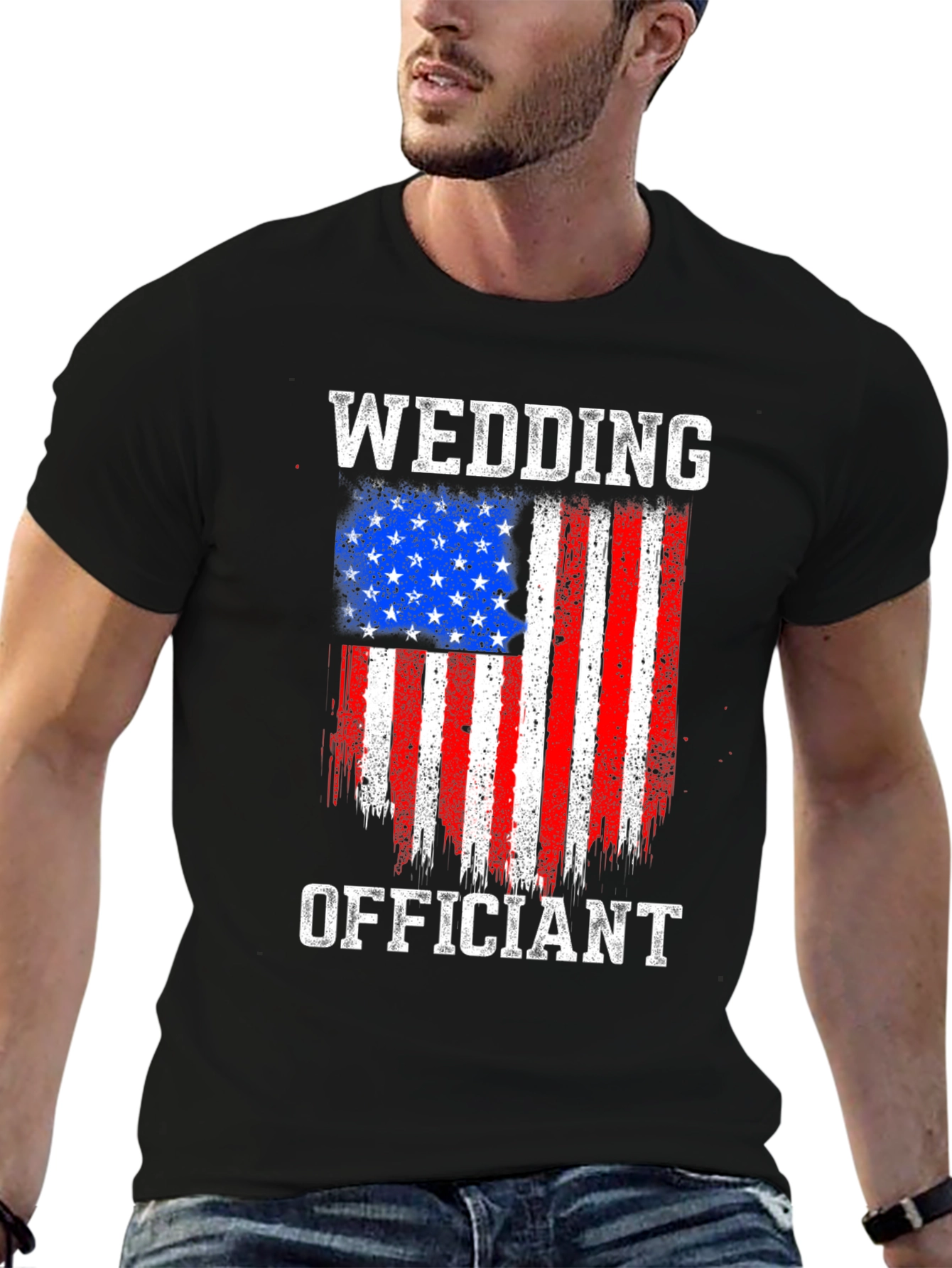Wedding Officiant American Flag Graphic T-Shirt