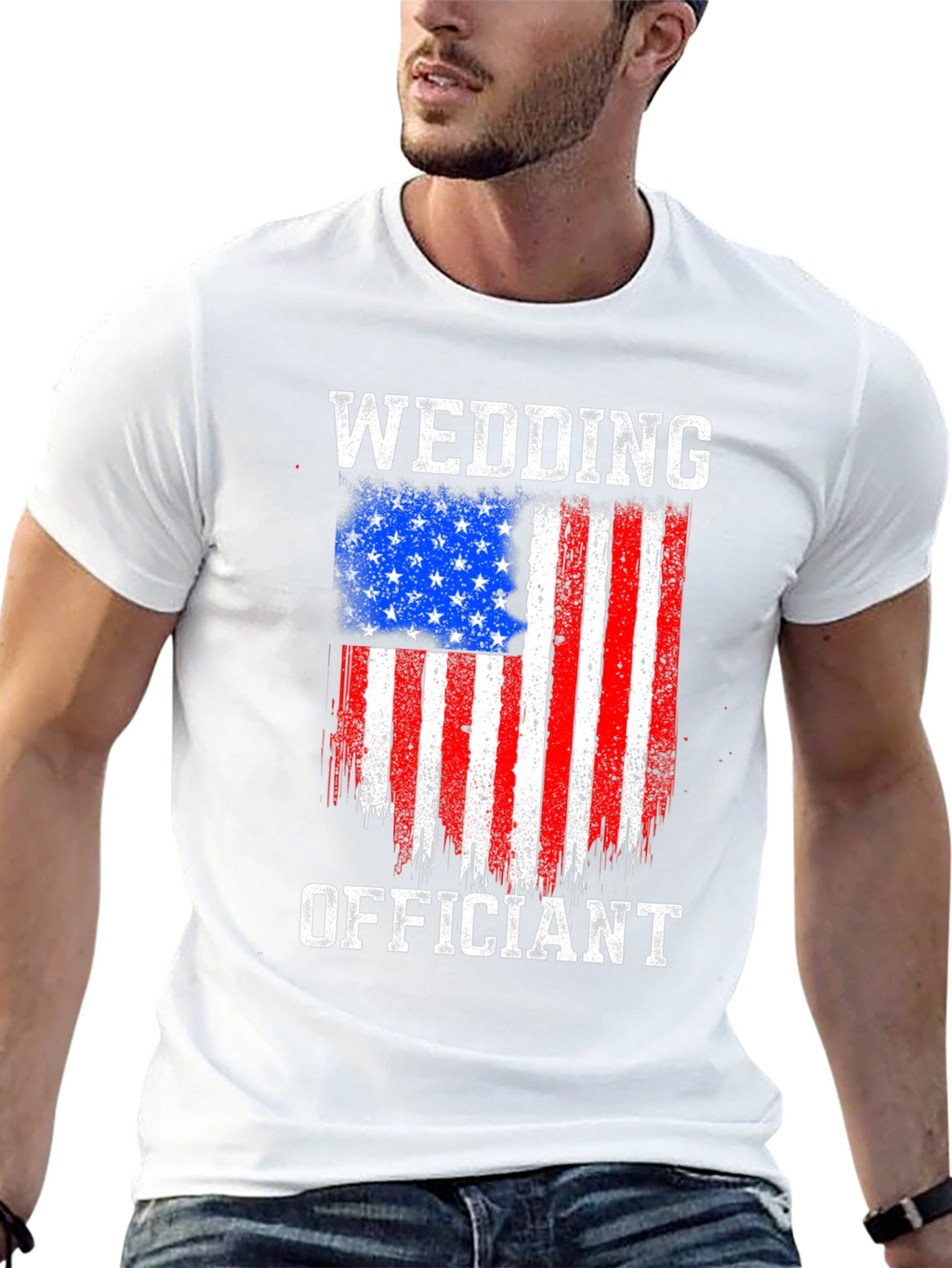 Wedding Officiant American Flag Graphic T-Shirt