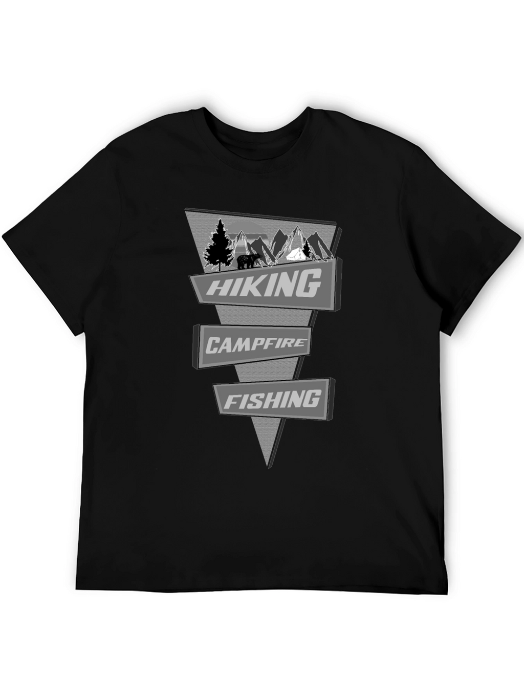 Outdoor Adventure T-Shirt: Hiking Campfire Fishing Design