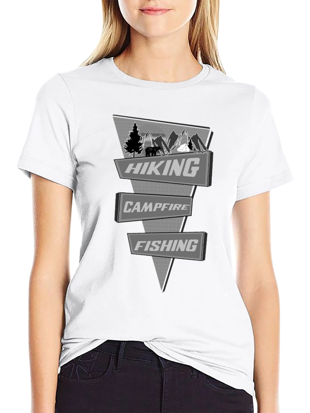 Outdoor Adventure T-Shirt: Hiking Campfire Fishing Design