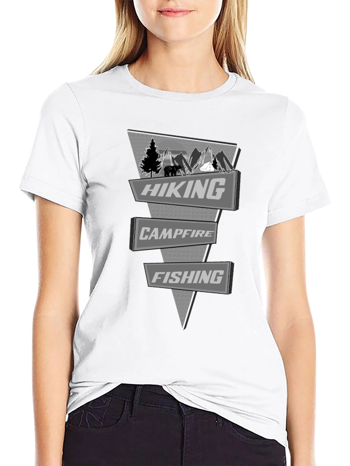 Outdoor Adventure T-Shirt: Hiking Campfire Fishing Design