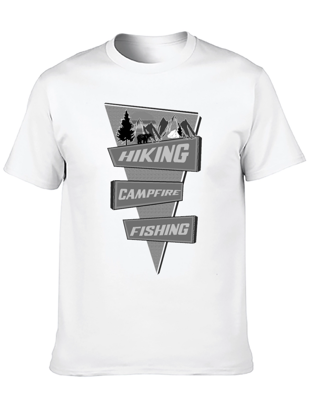 Outdoor Adventure T-Shirt: Hiking Campfire Fishing Design