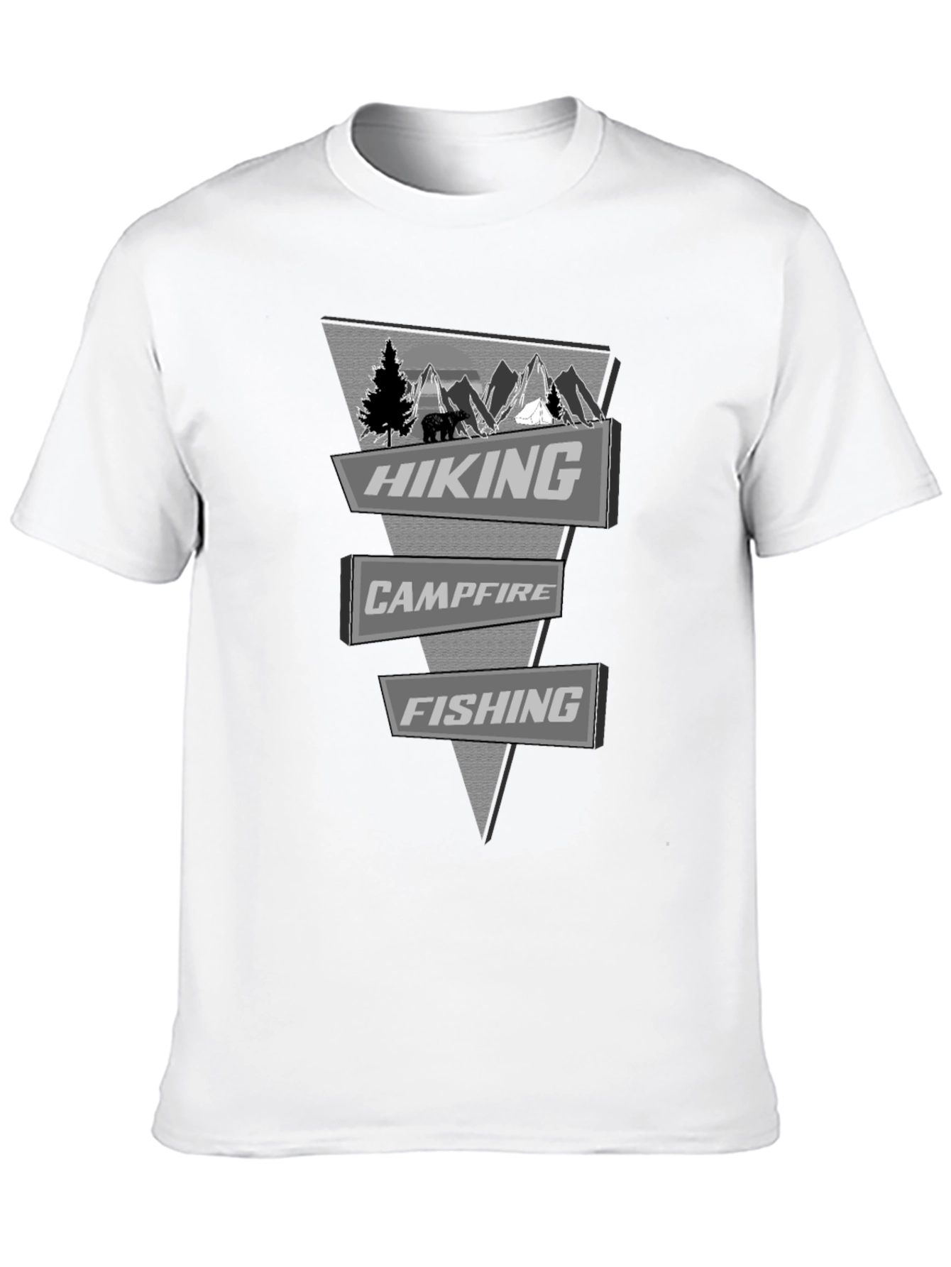 Outdoor Adventure T-Shirt: Hiking Campfire Fishing Design
