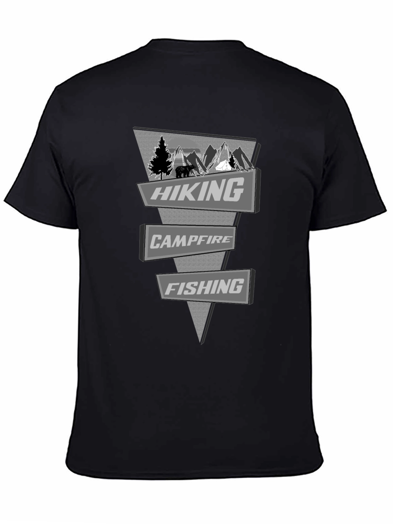 Outdoor Adventure T-Shirt: Hiking Campfire Fishing Design