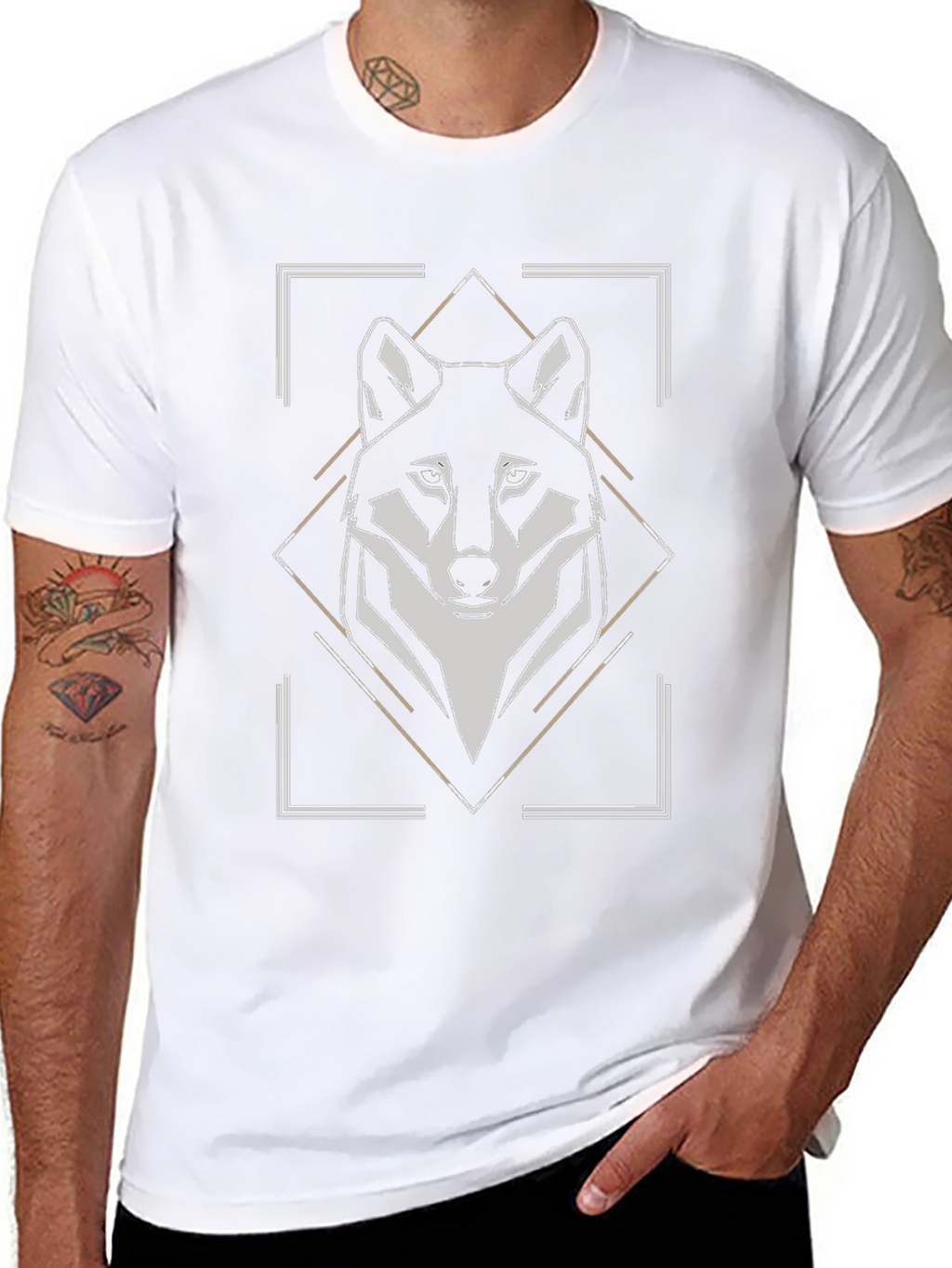 Geometric Wolf Graphic Tee - Modern Animal Print