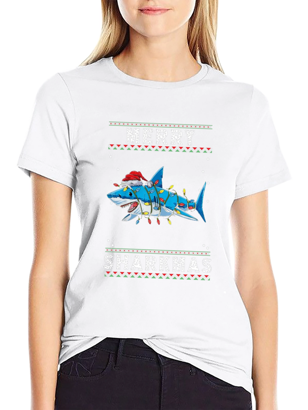 Merry Sharkmas Ugly Christmas T-Shirt