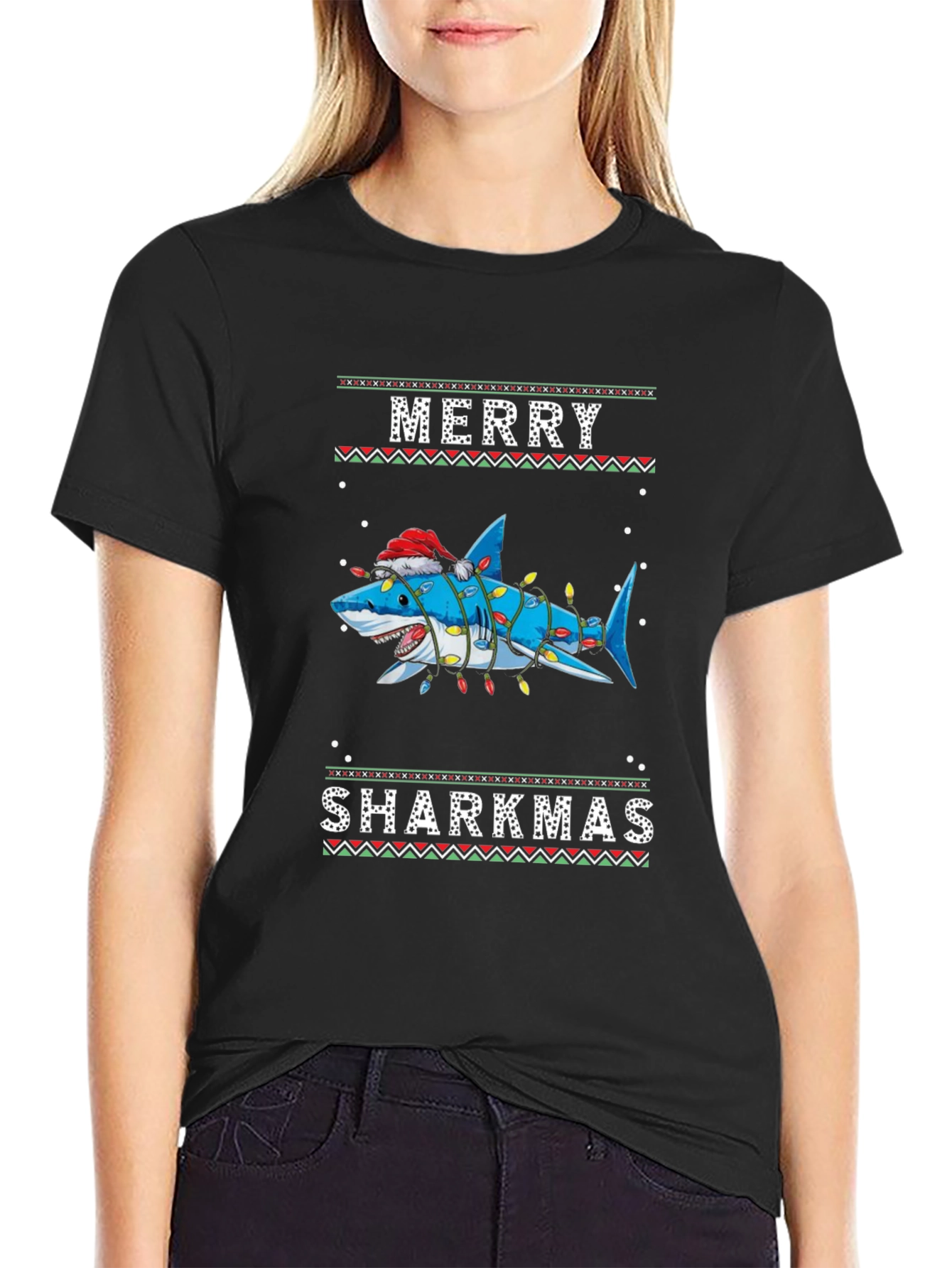 Merry Sharkmas Ugly Christmas T-Shirt