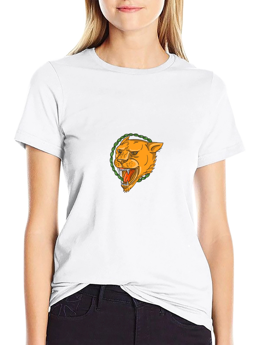 Black T-Shirt with Lion Graphic