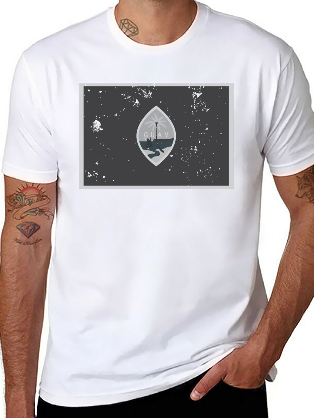 Guam Flag Graphic T-Shirt - Black