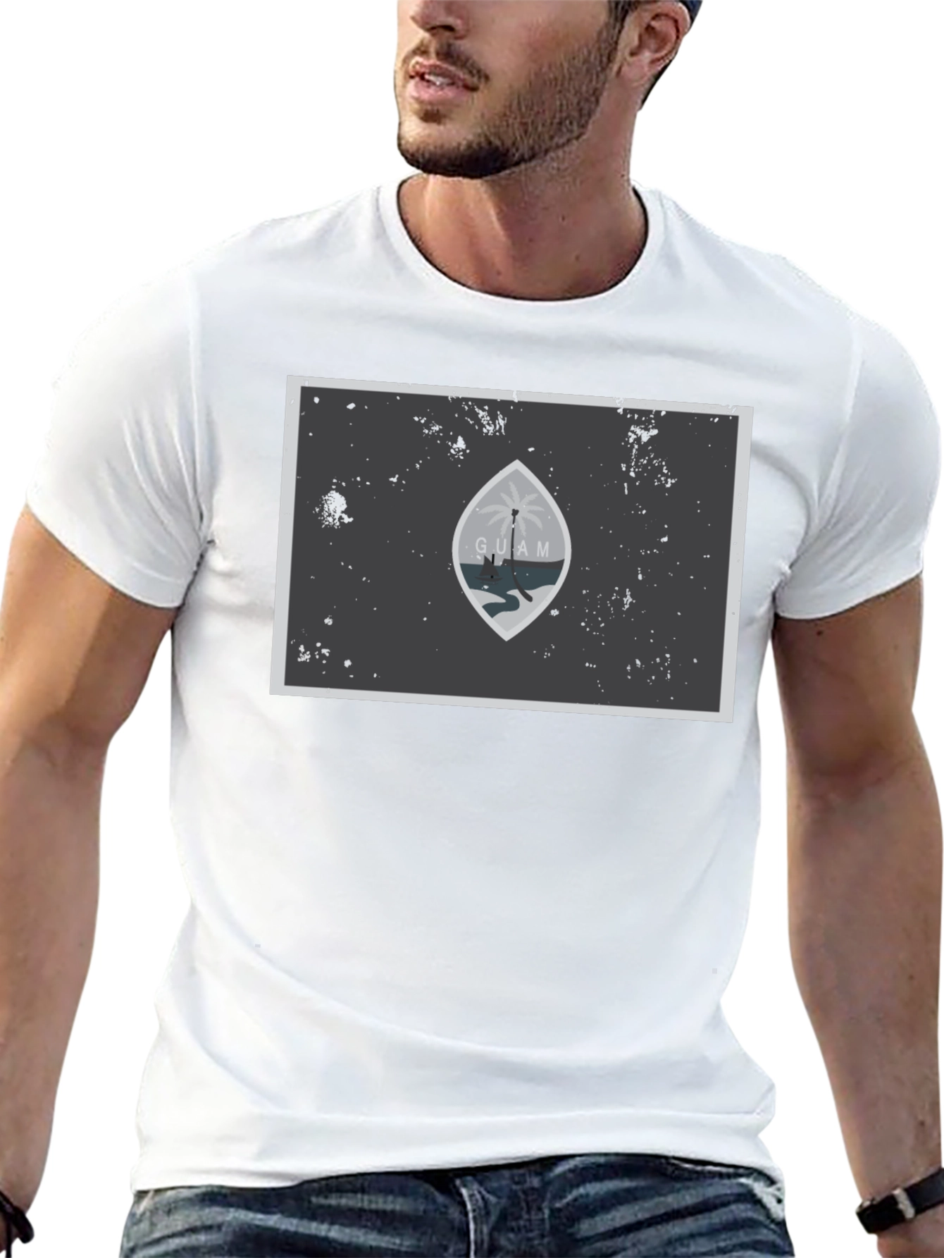 Guam Flag Graphic T-Shirt - Black