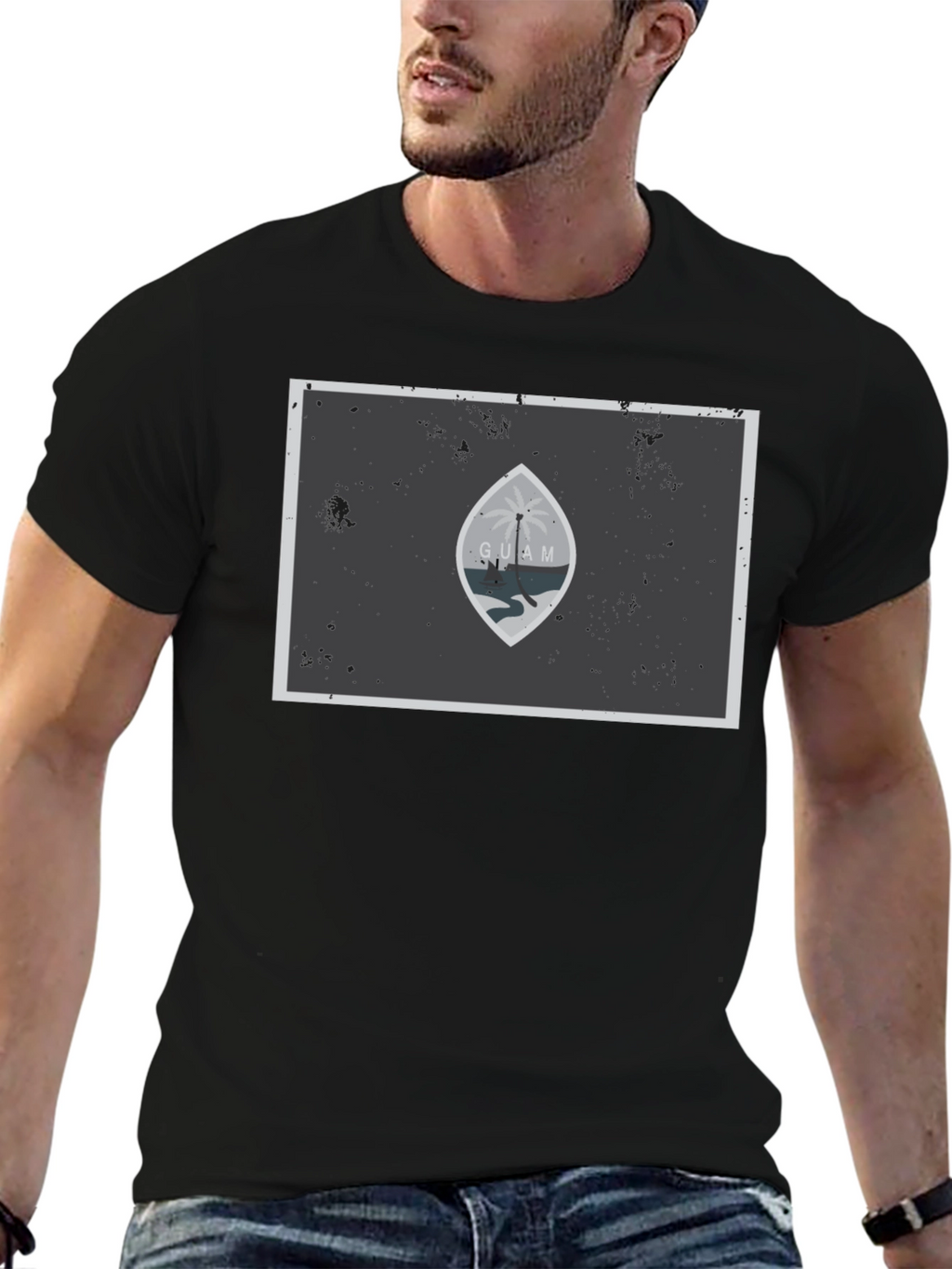 Guam Flag Graphic T-Shirt - Black