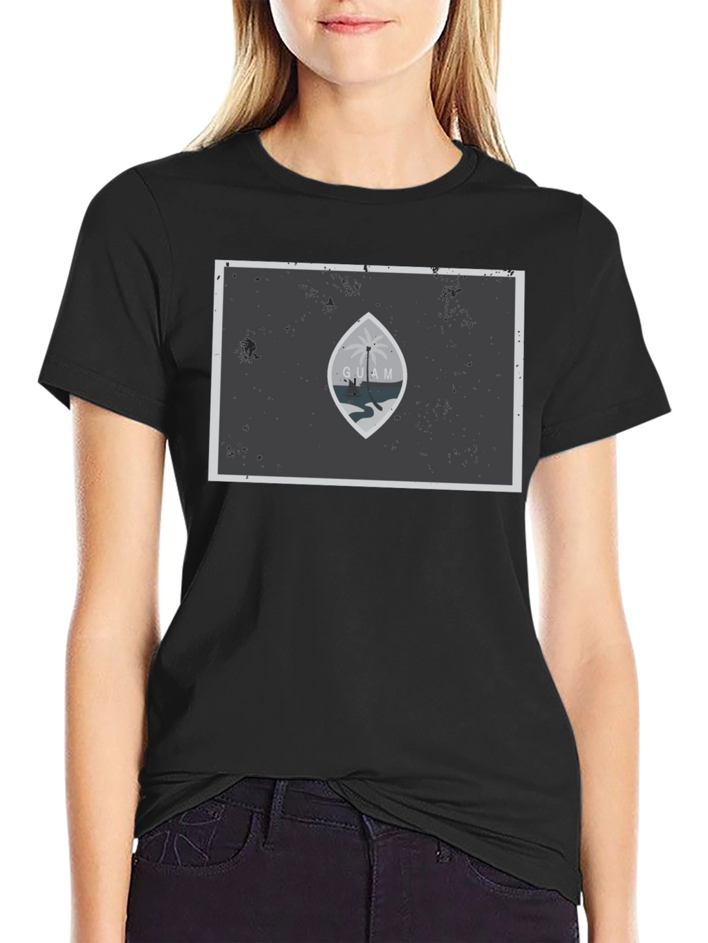 Guam Flag Graphic T-Shirt - Black