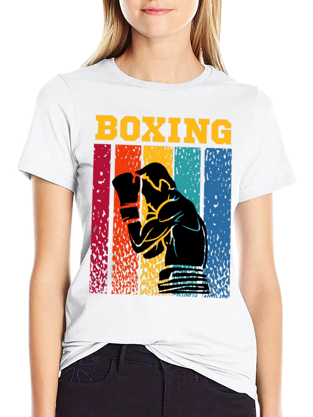 Retro Boxing Graphic T-Shirt - Black