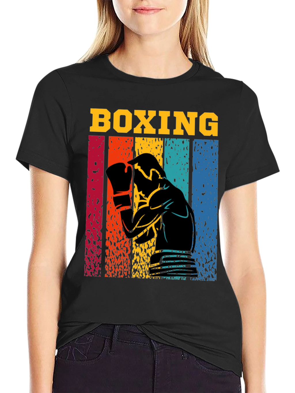 Retro Boxing Graphic T-Shirt - Black